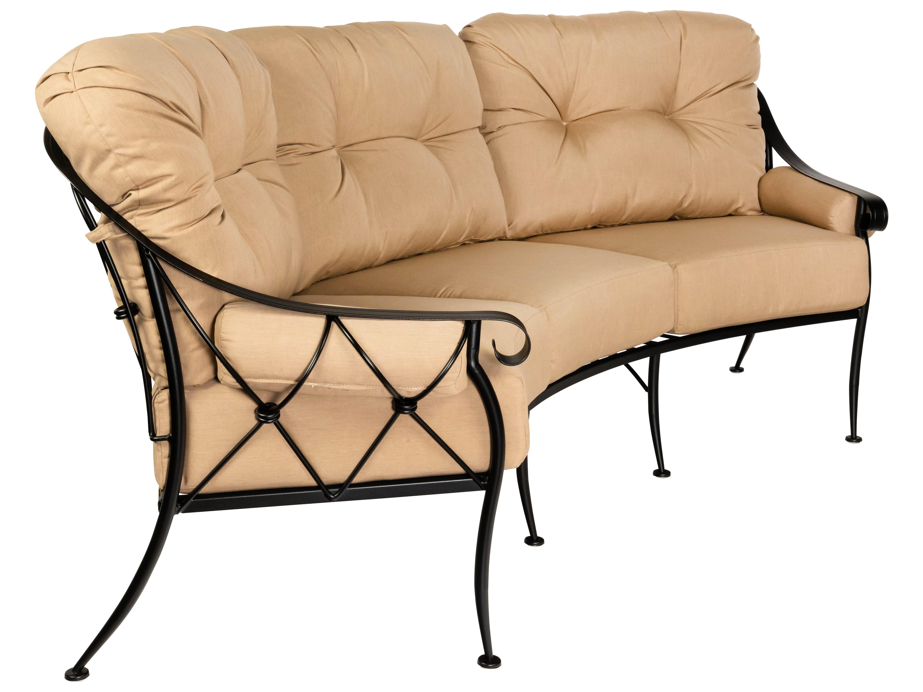 Woodard Derby Cushion Wrought Iron Crescent Outdoor Sofa