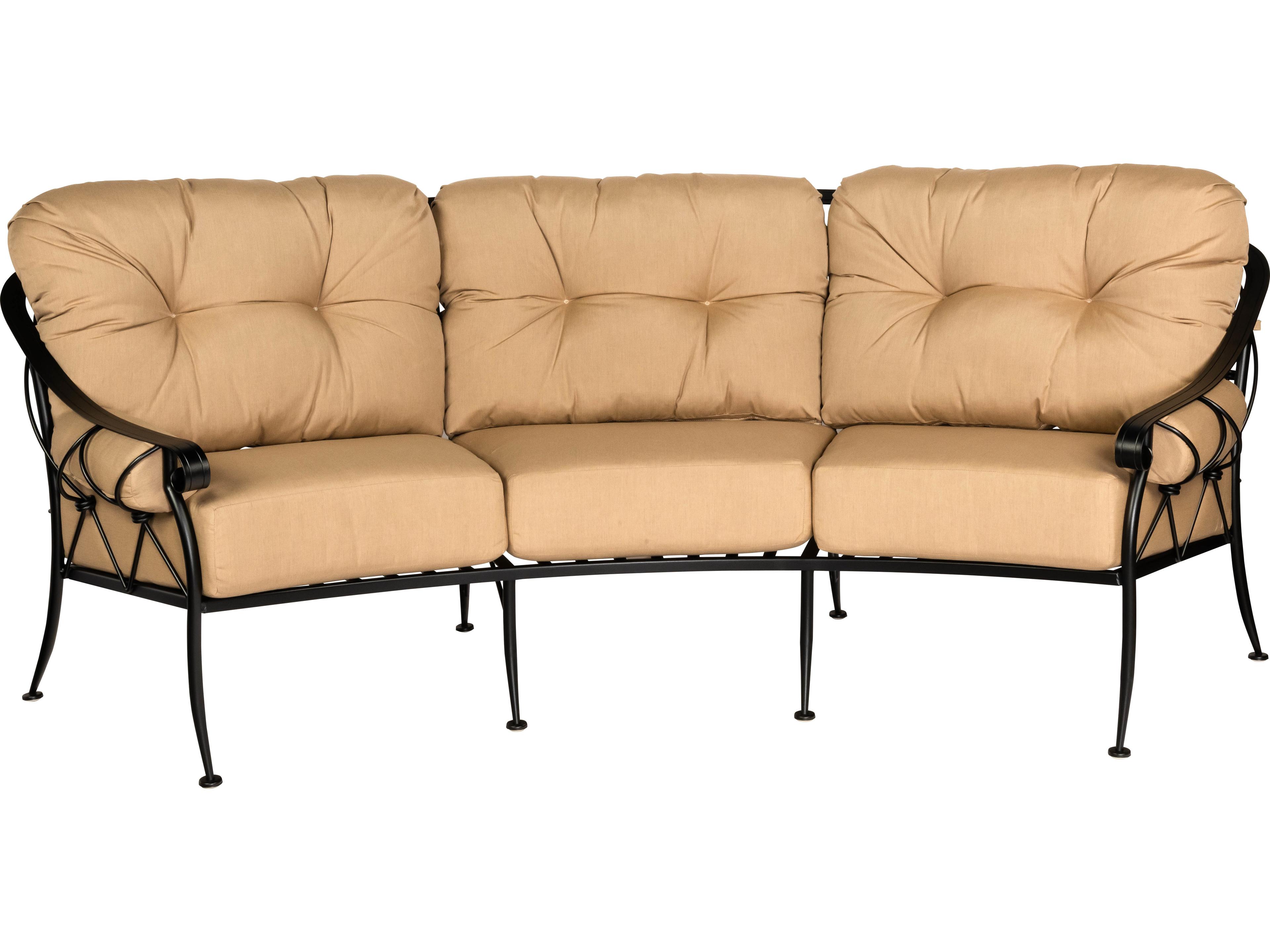 Woodard Derby Cushion Wrought Iron Crescent Outdoor Sofa