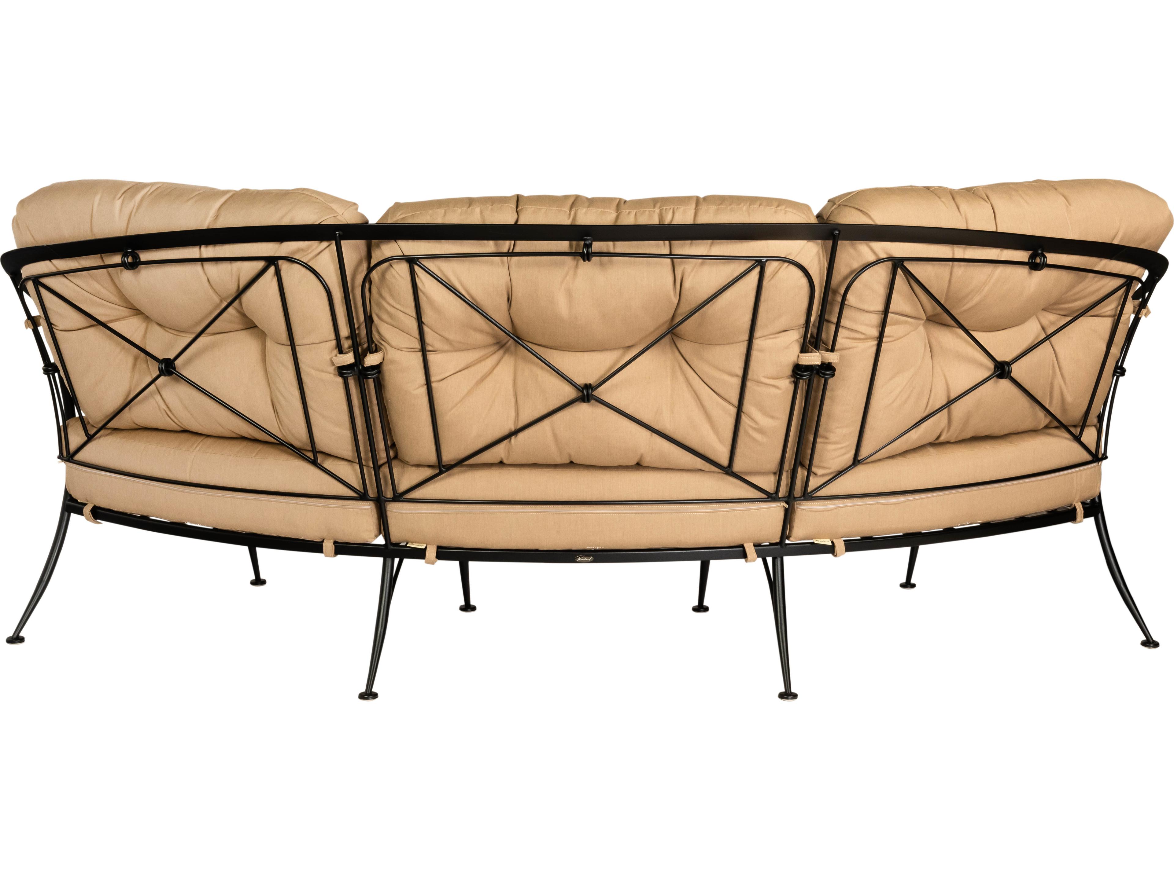 Woodard Derby Cushion Wrought Iron Crescent Outdoor Sofa