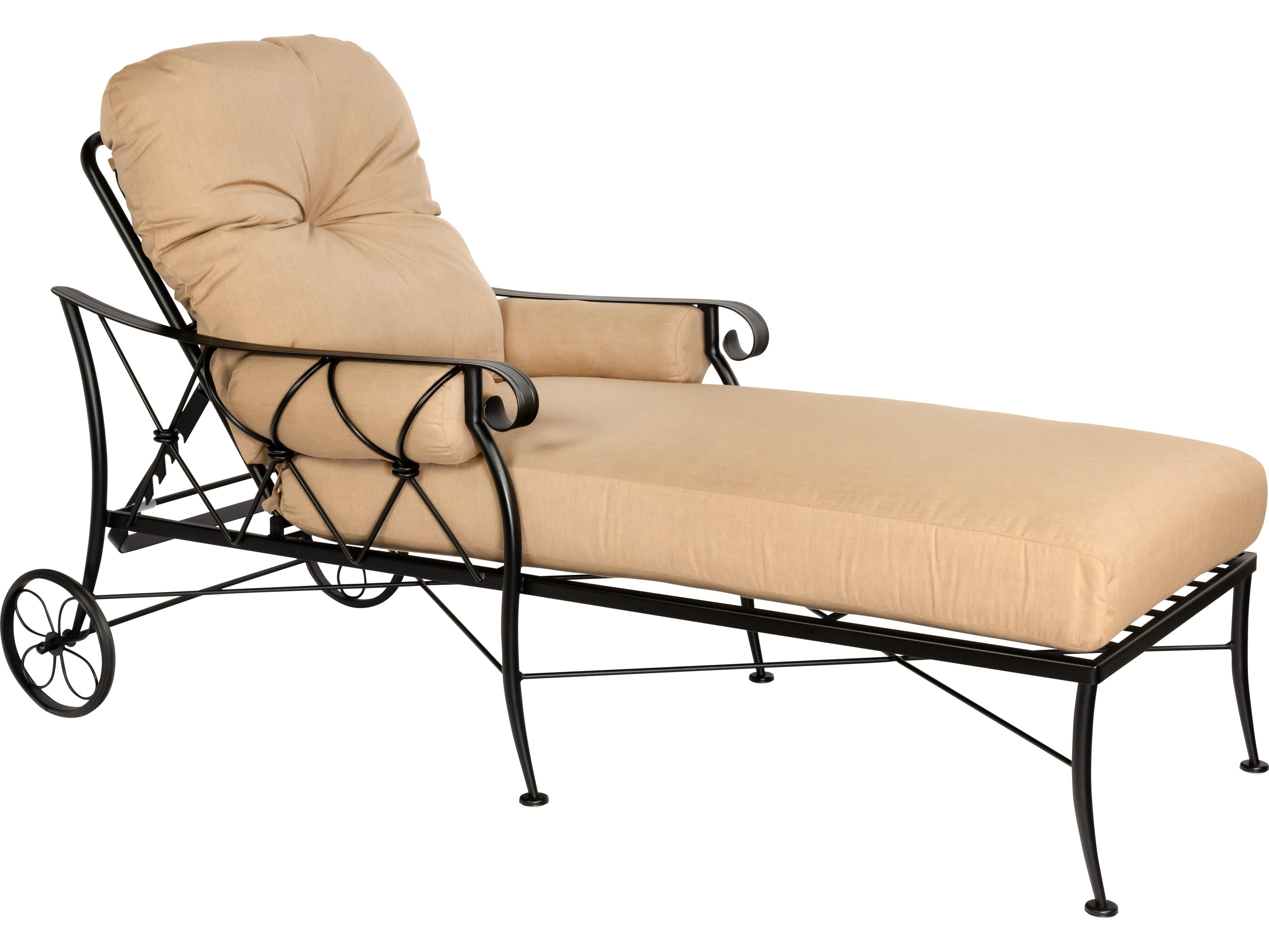 Derby Cushion Wrought Iron Adjustable Patio Chaise Lounge