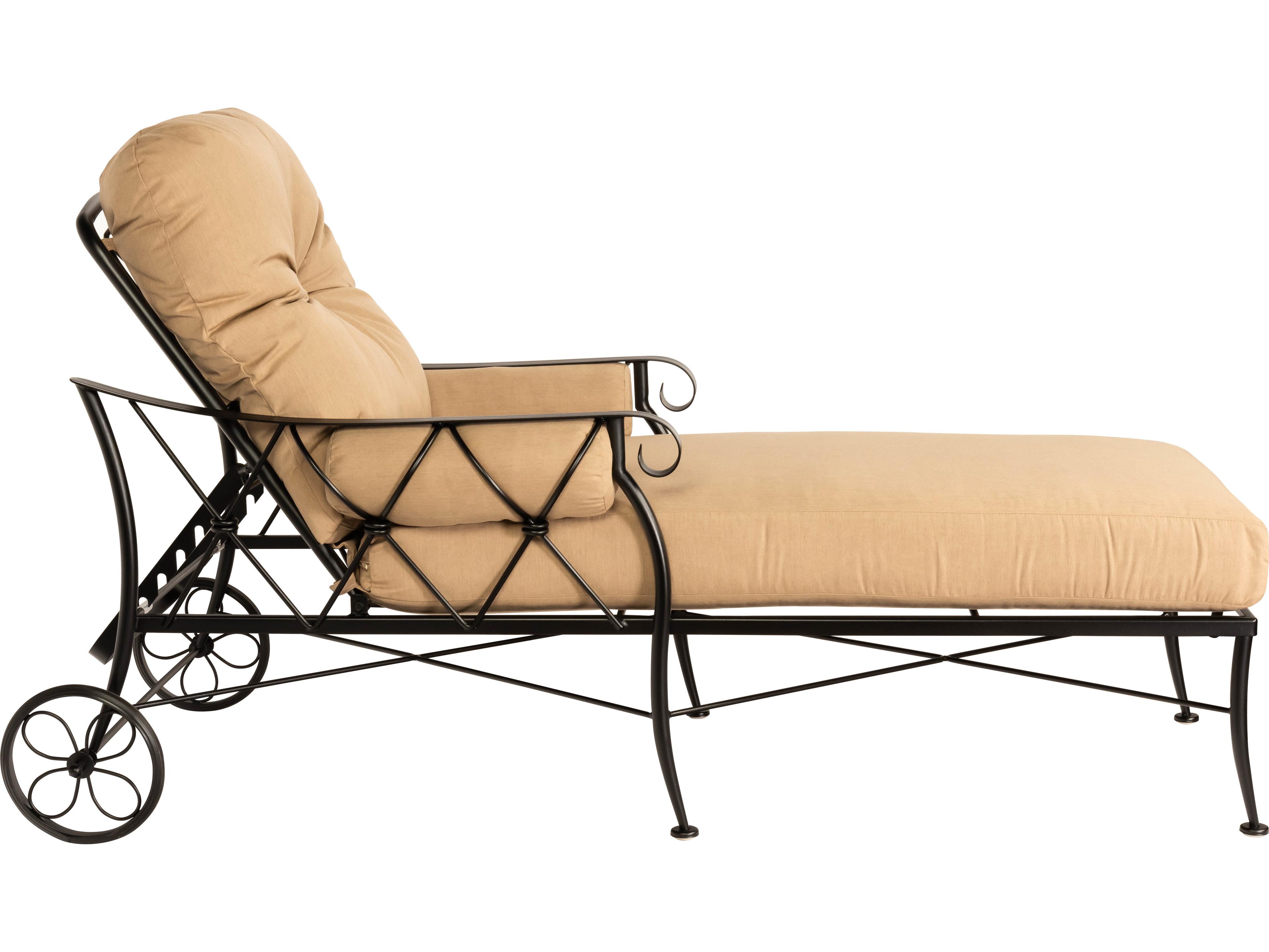 Woodard Derby Cushion Wrought Iron Adjustable Patio Chaise Lounge