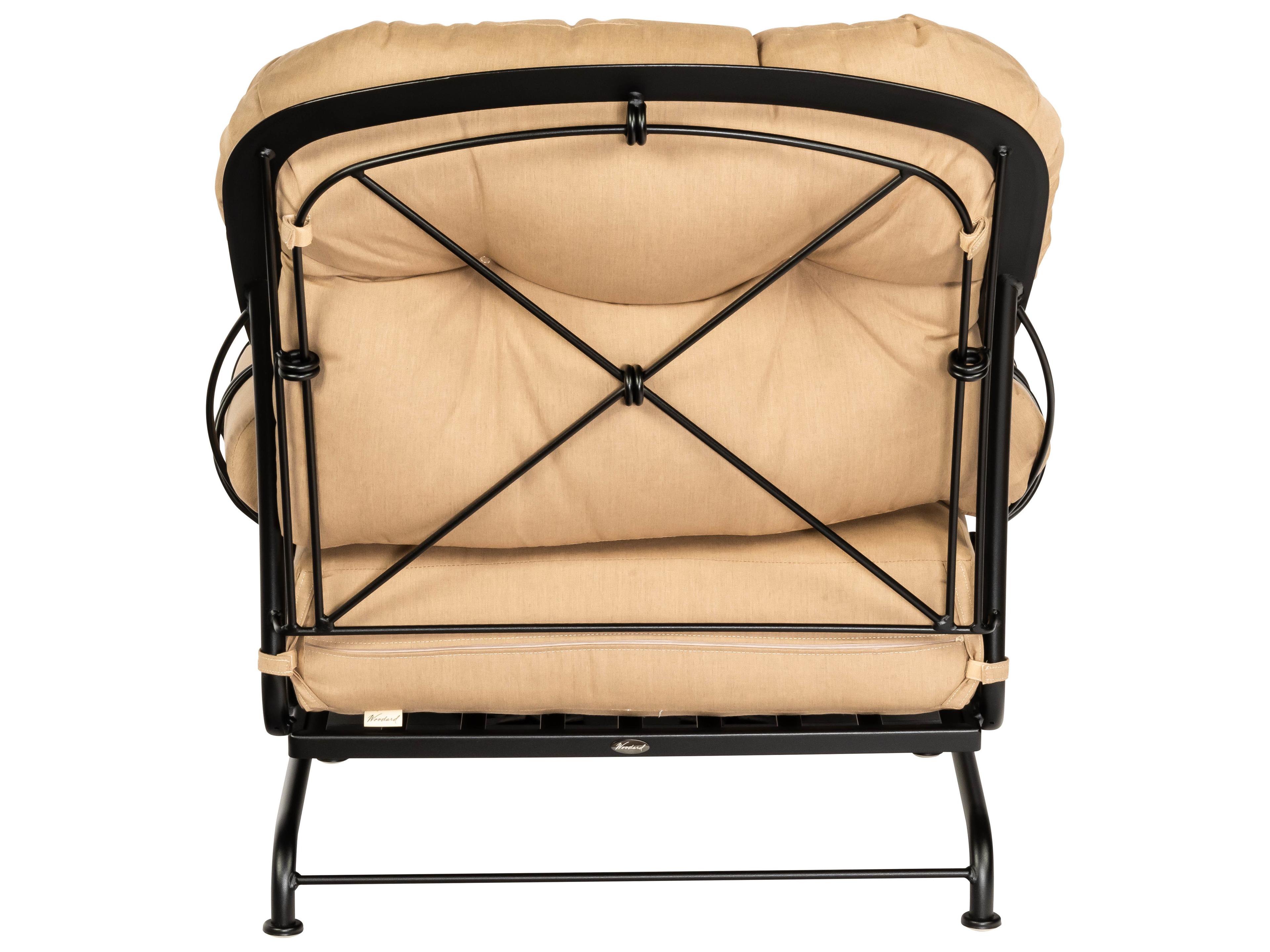 Woodard Derby Cushion Wrought Iron Spring Outdoor Lounge Chair