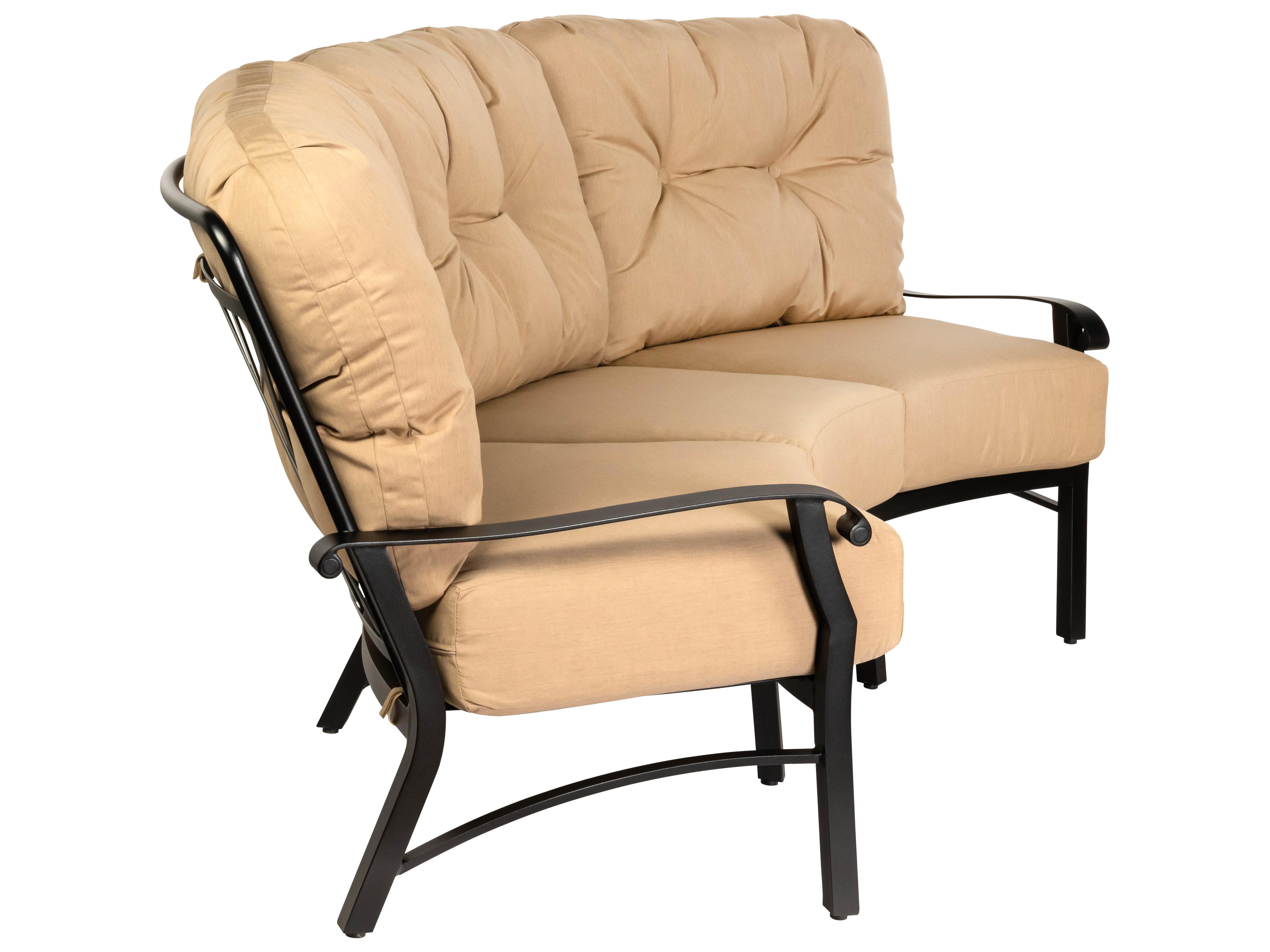 Woodard Cortland Cushion Aluminum Crescent Curved Patio Sofa