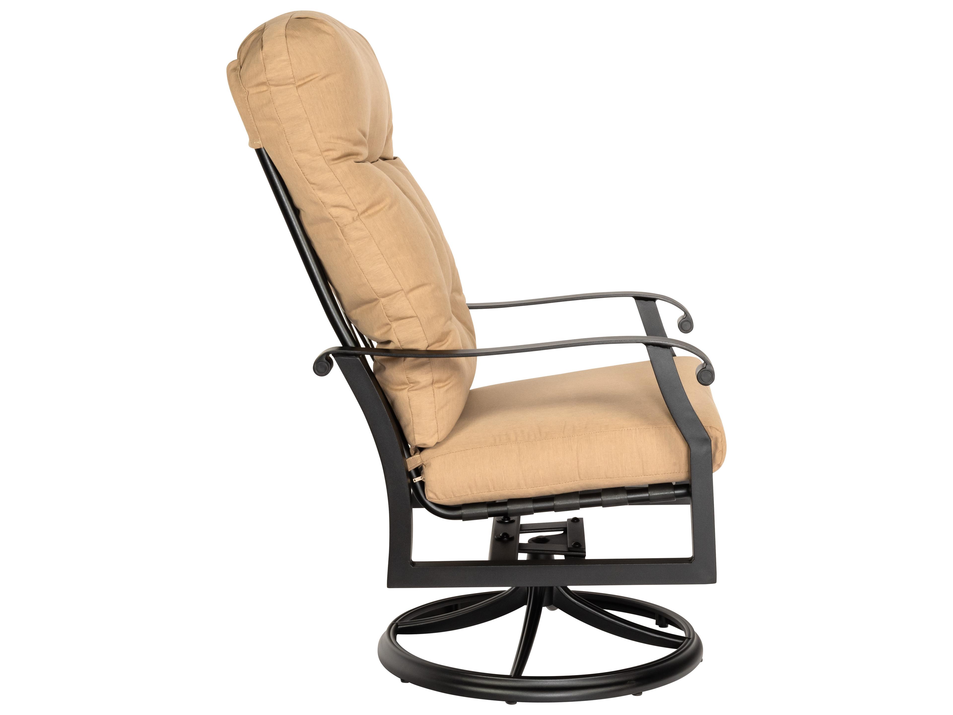 Woodard Cortland Cushion Aluminum High Back Swivel Rocker Outdoor Dining Arm Chair