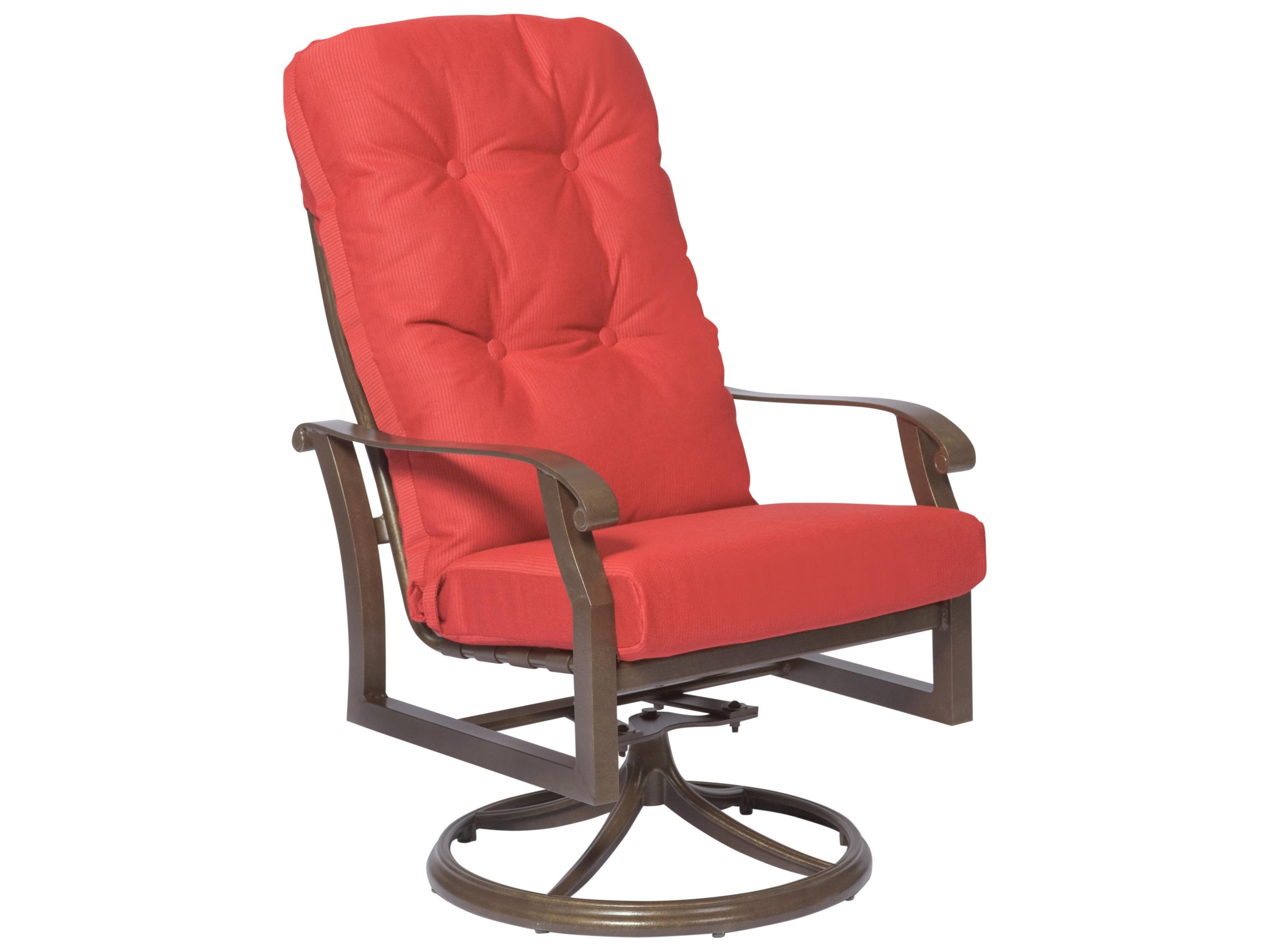 Woodard Cortland Cushion Aluminum High Back Swivel Rocker Outdoor Dining Arm Chair