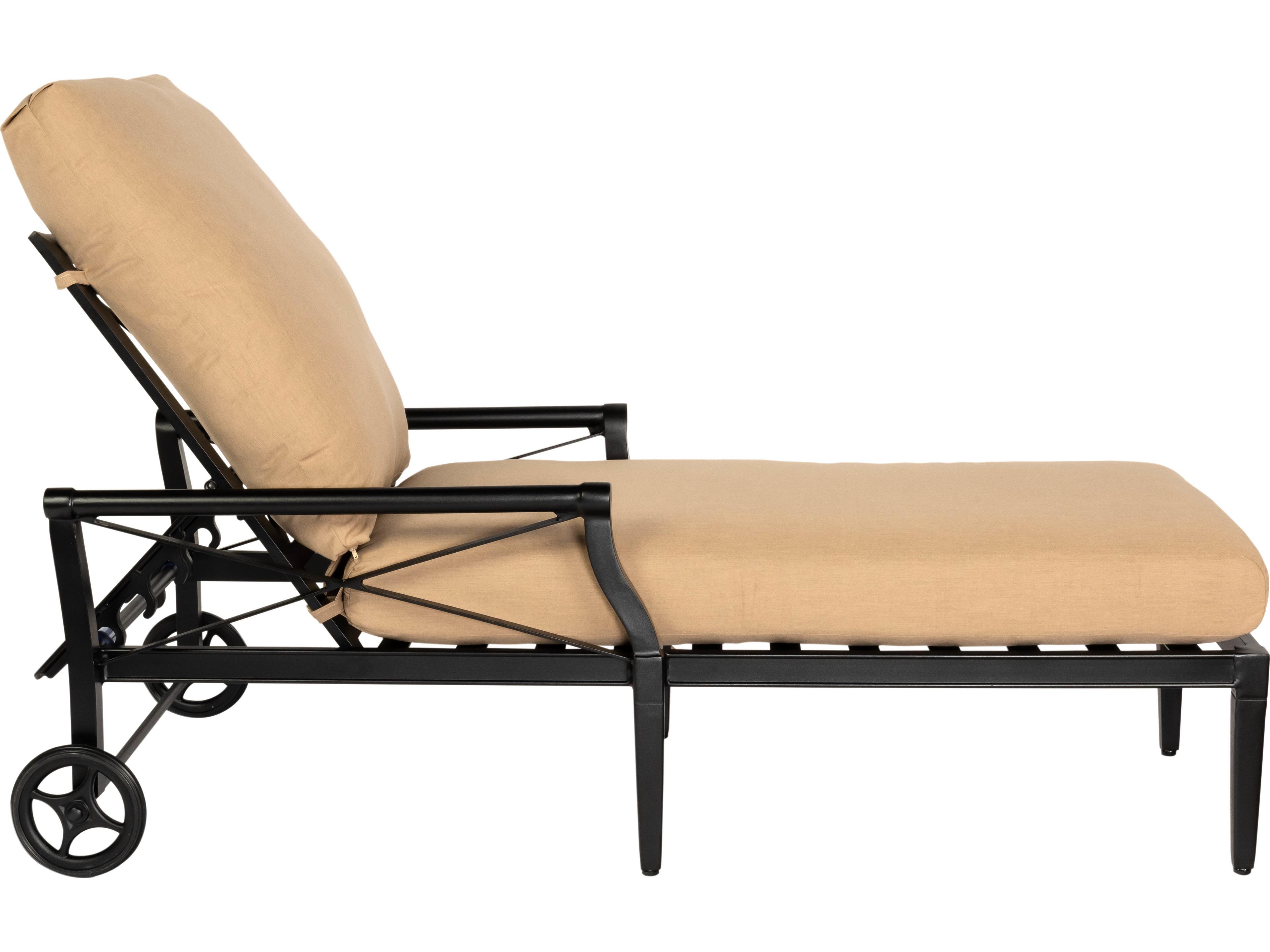 Woodard Andover Cushion Aluminum Adjustable Outdoor Patio Chaise Lounge in Waterfall