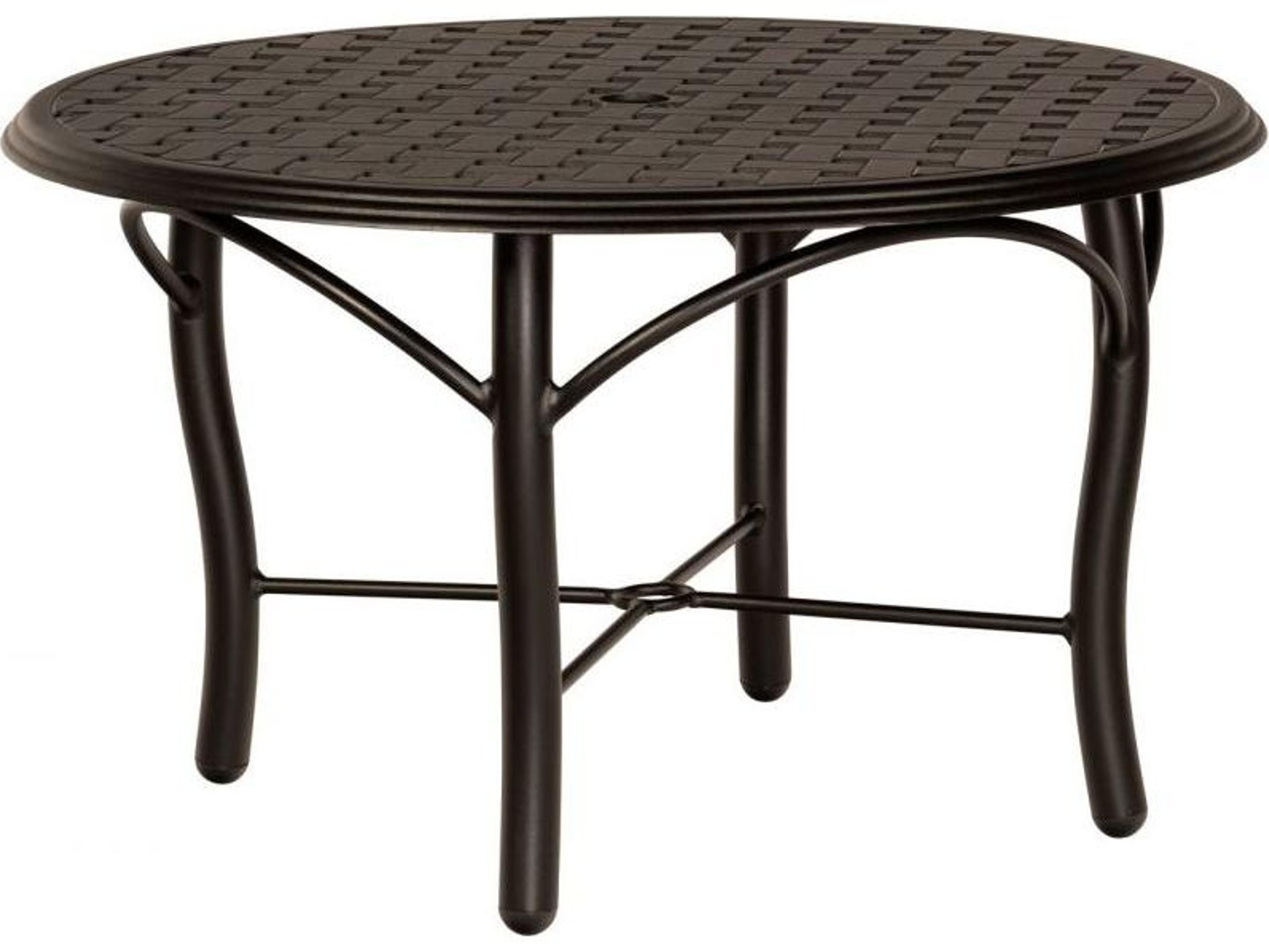 Thatch Aluminum Round Patio Coffee Table with Umbrella Hole