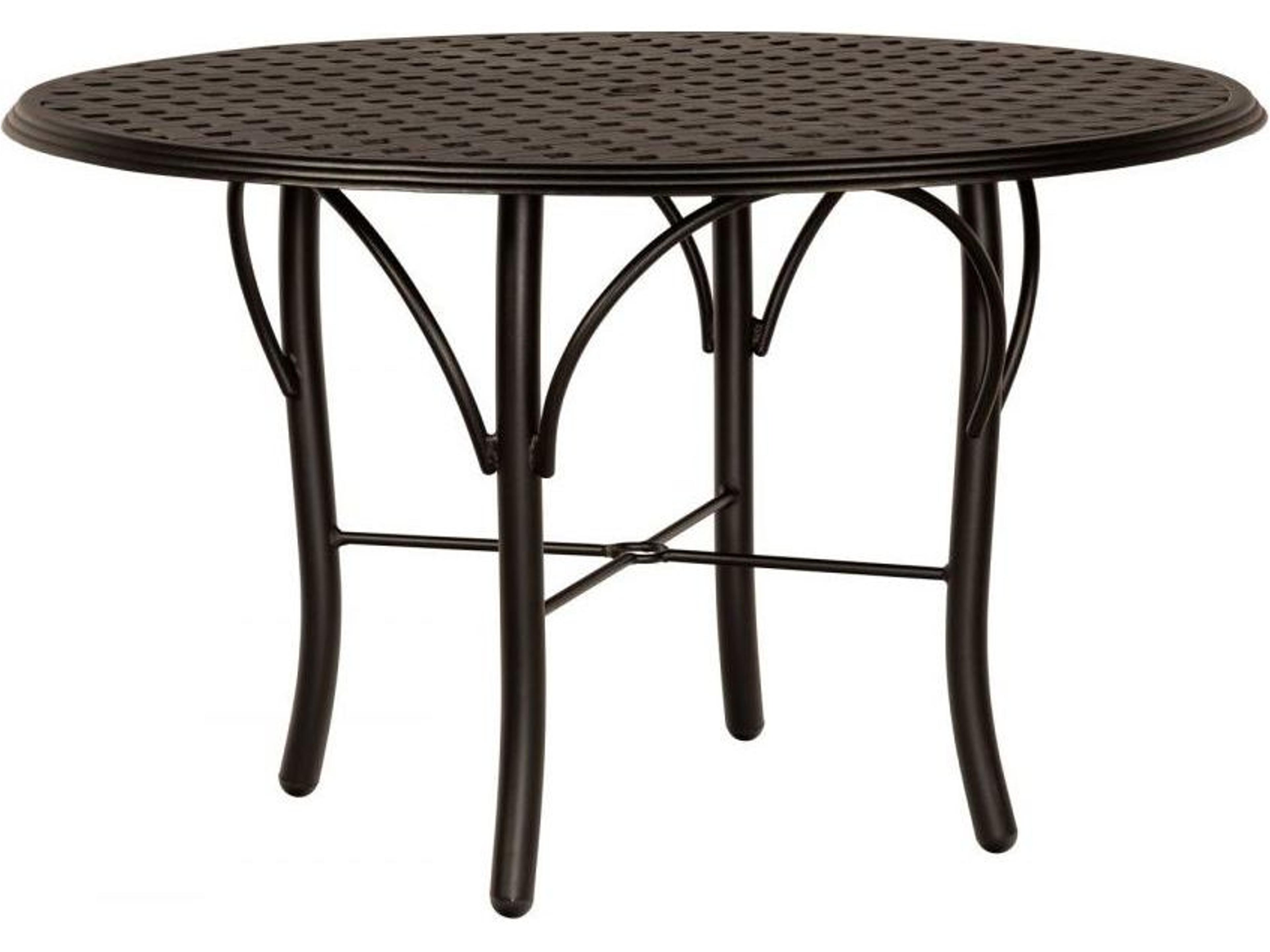 Thatch Aluminum Round Outdoor Dining Table with Umbrella Hole