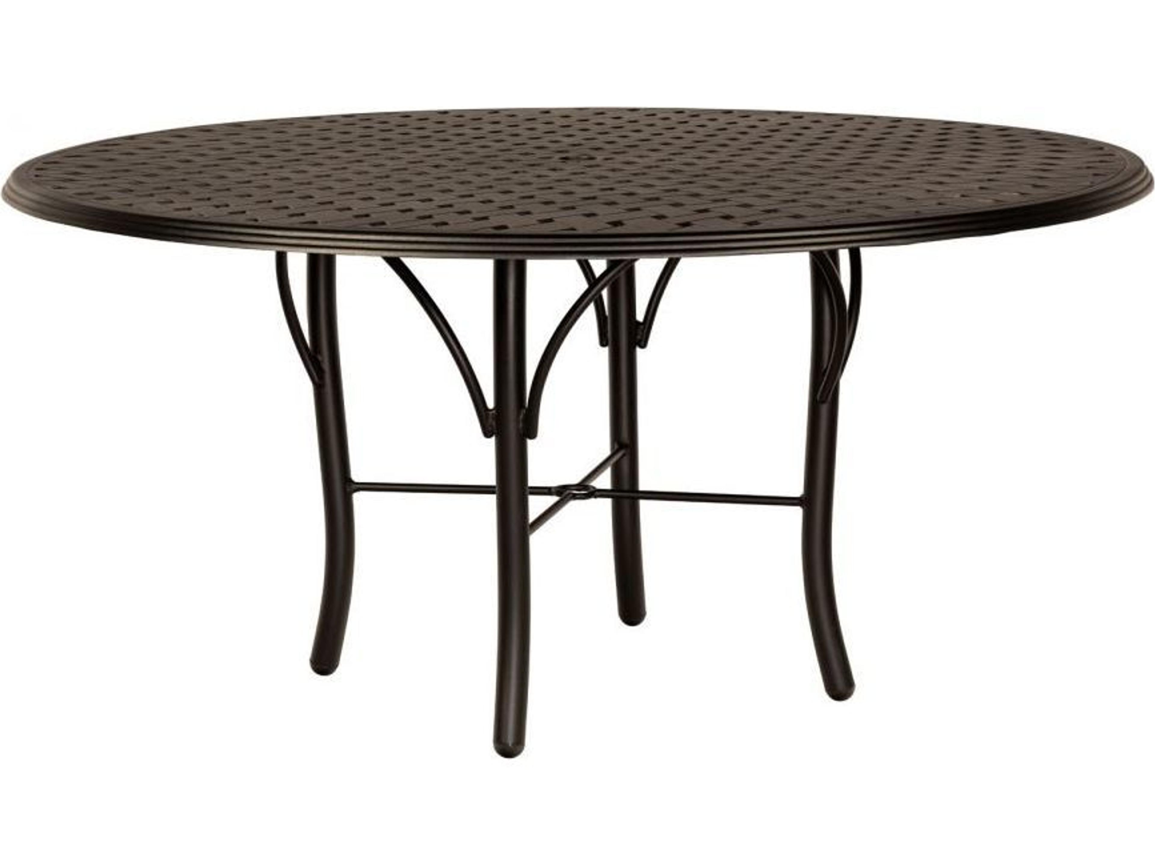 Thatch Aluminum Round Outdoor Patio Dining Table with Umbrella Hole
