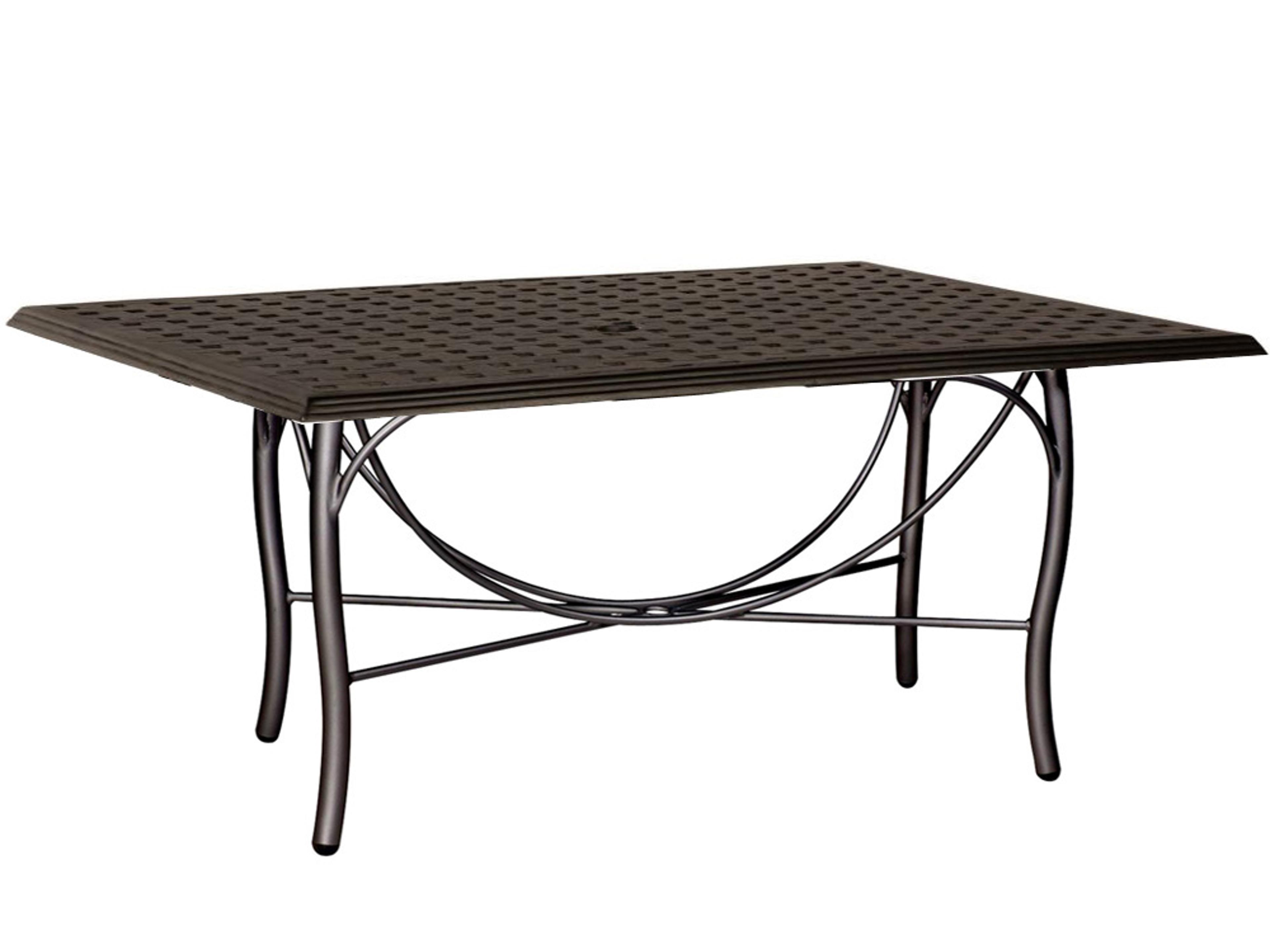 Thatch Aluminum Rectangular Patio Dining Table with Umbrella Hole