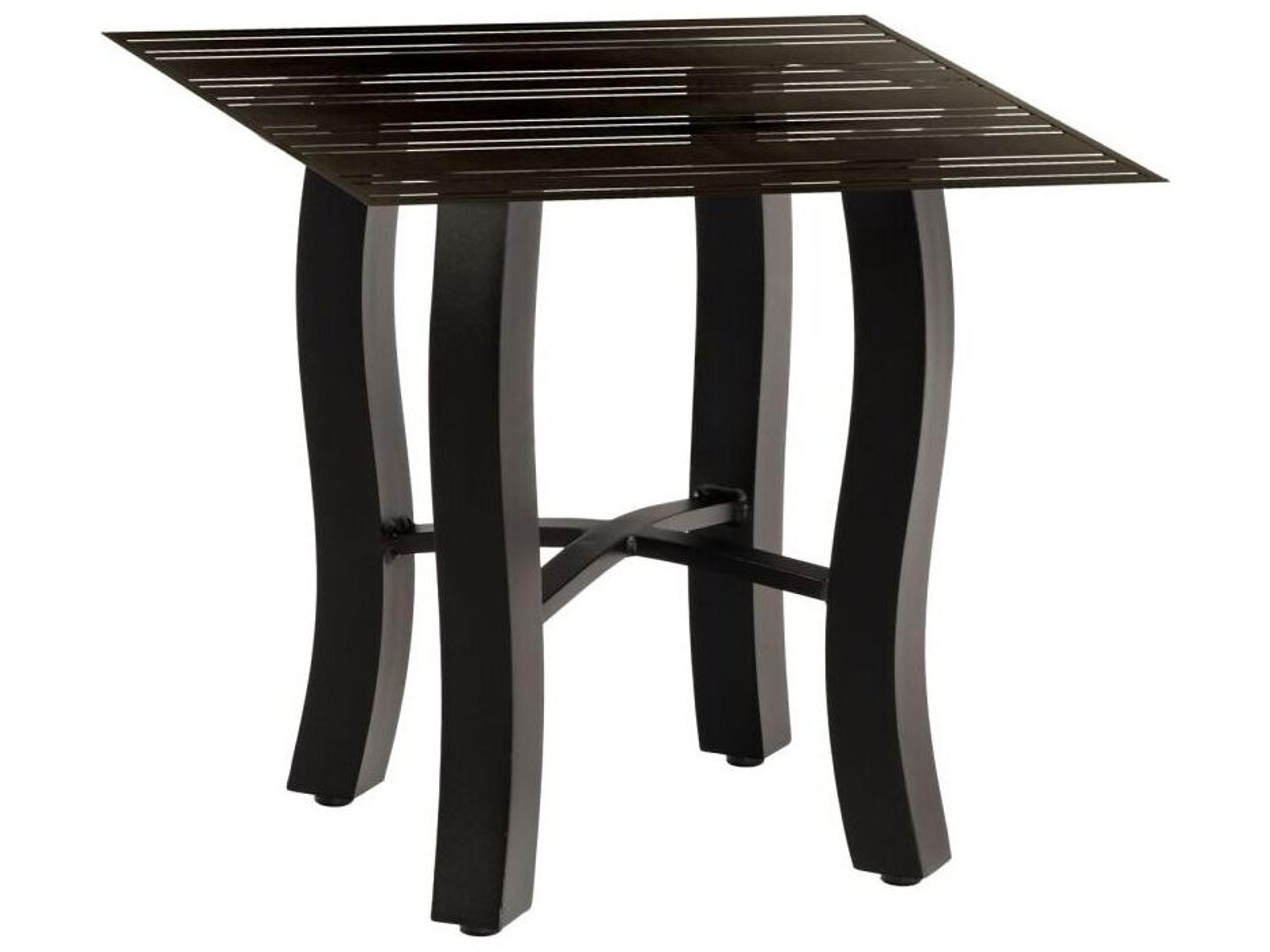 Tri-slat Aluminum Square Patio End Table in Carson Base