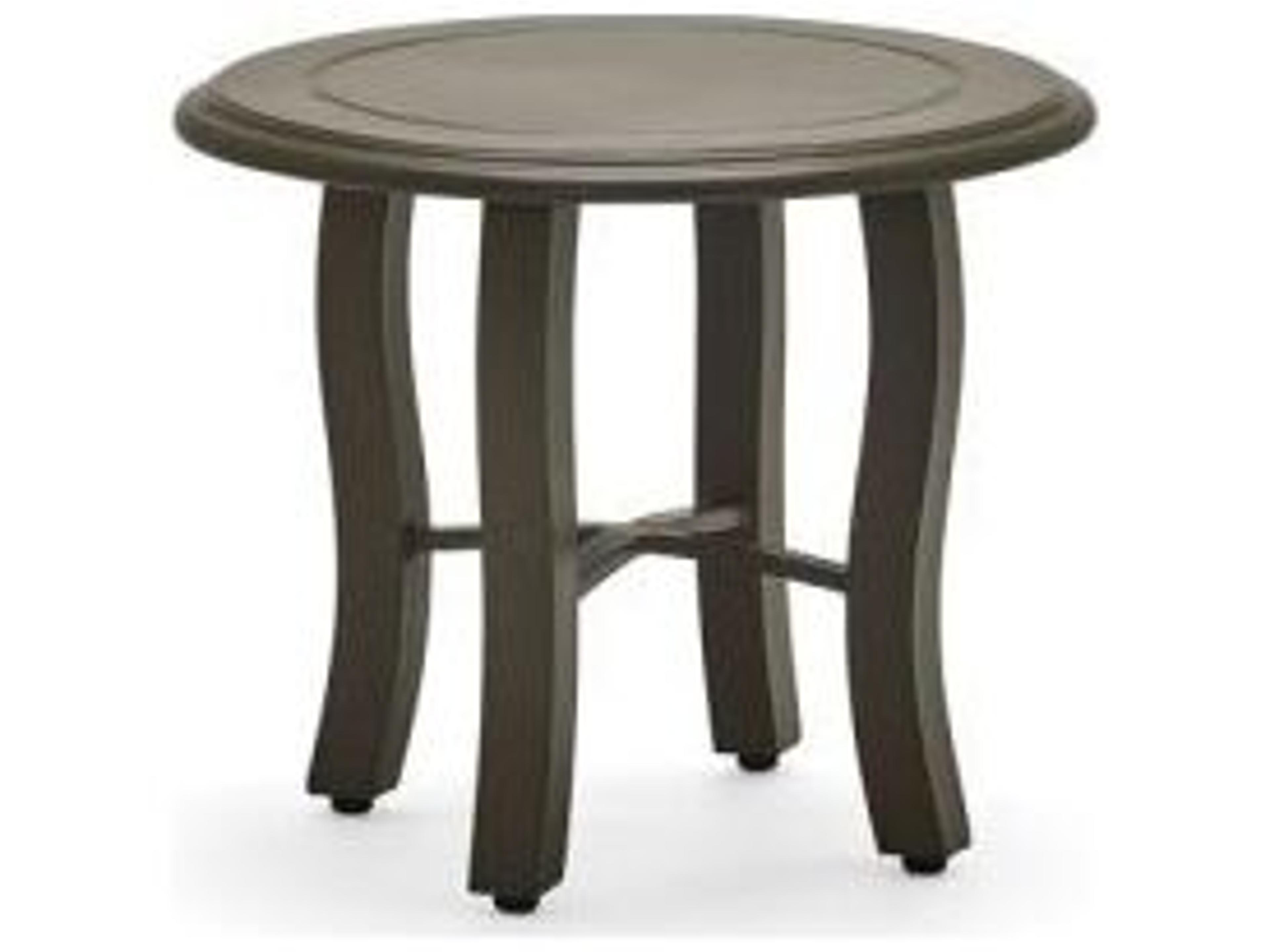 Woodard Solid Cast Aluminum Round Outdoor End Table in Carson Base