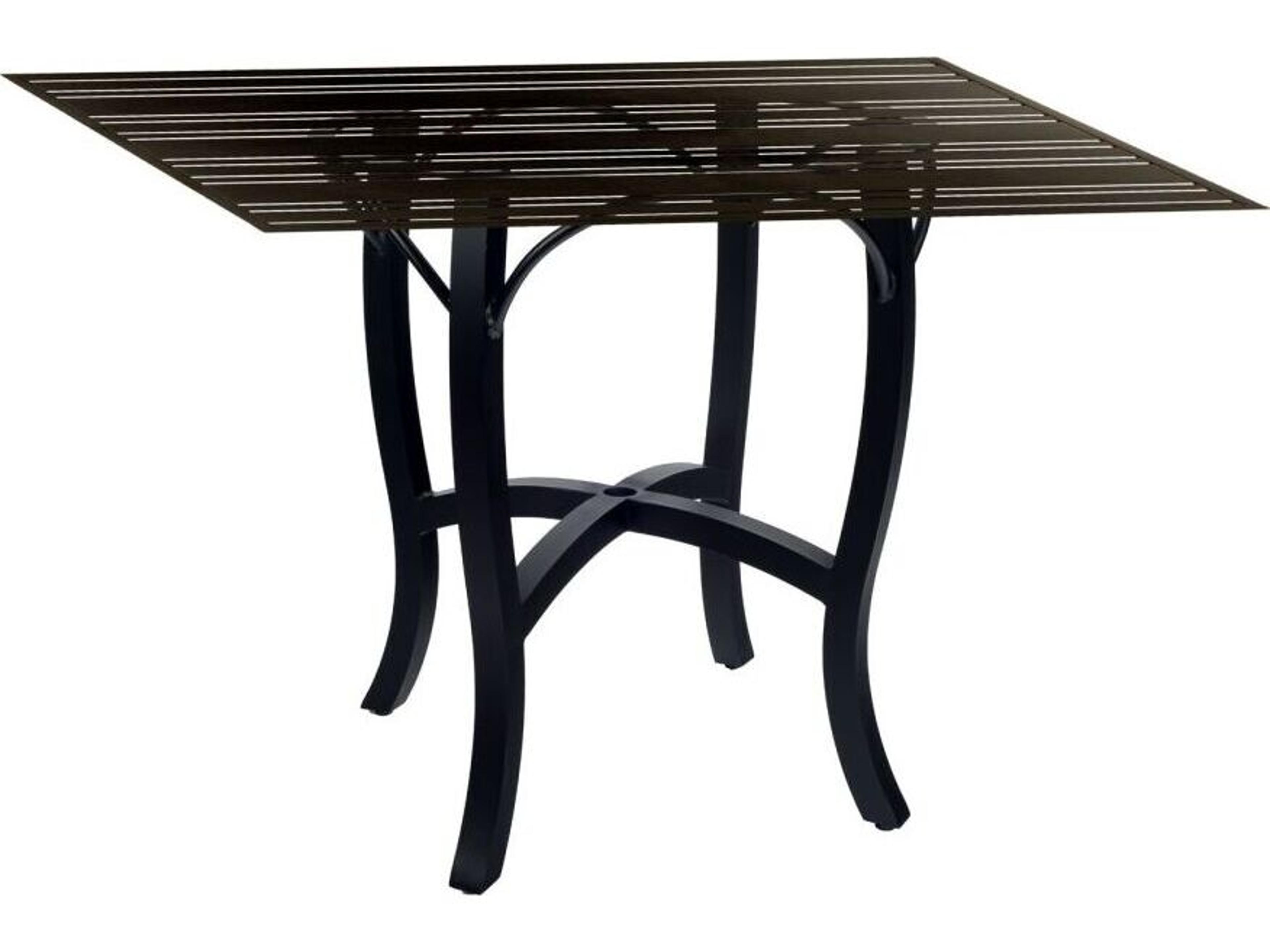 Tri-slat Aluminum Rectangular Counter Height with Umbrella Hole in Carson Base