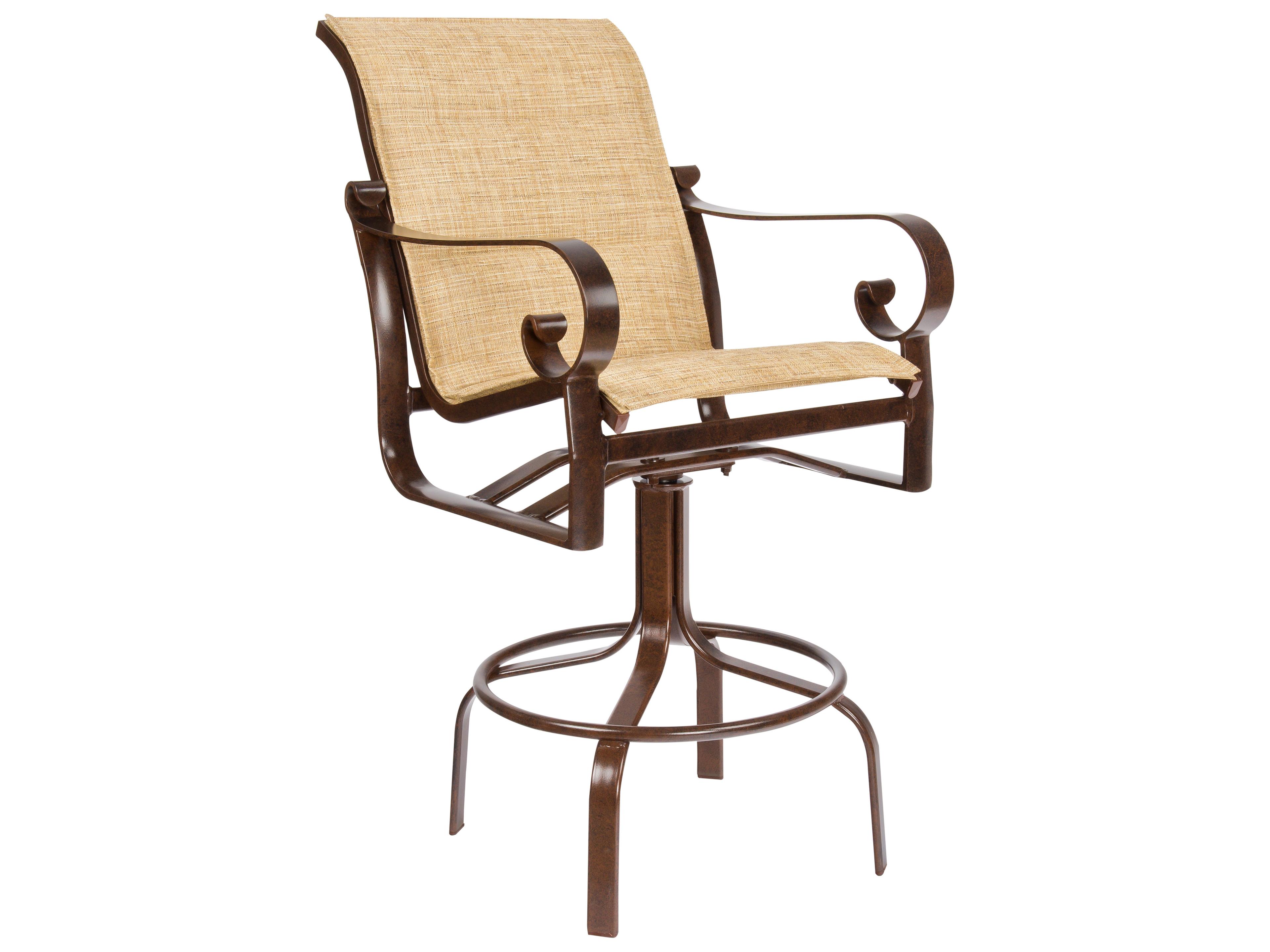 Woodard Belden Padded Sling Aluminum Swivel Outdoor Patio Bar Stool