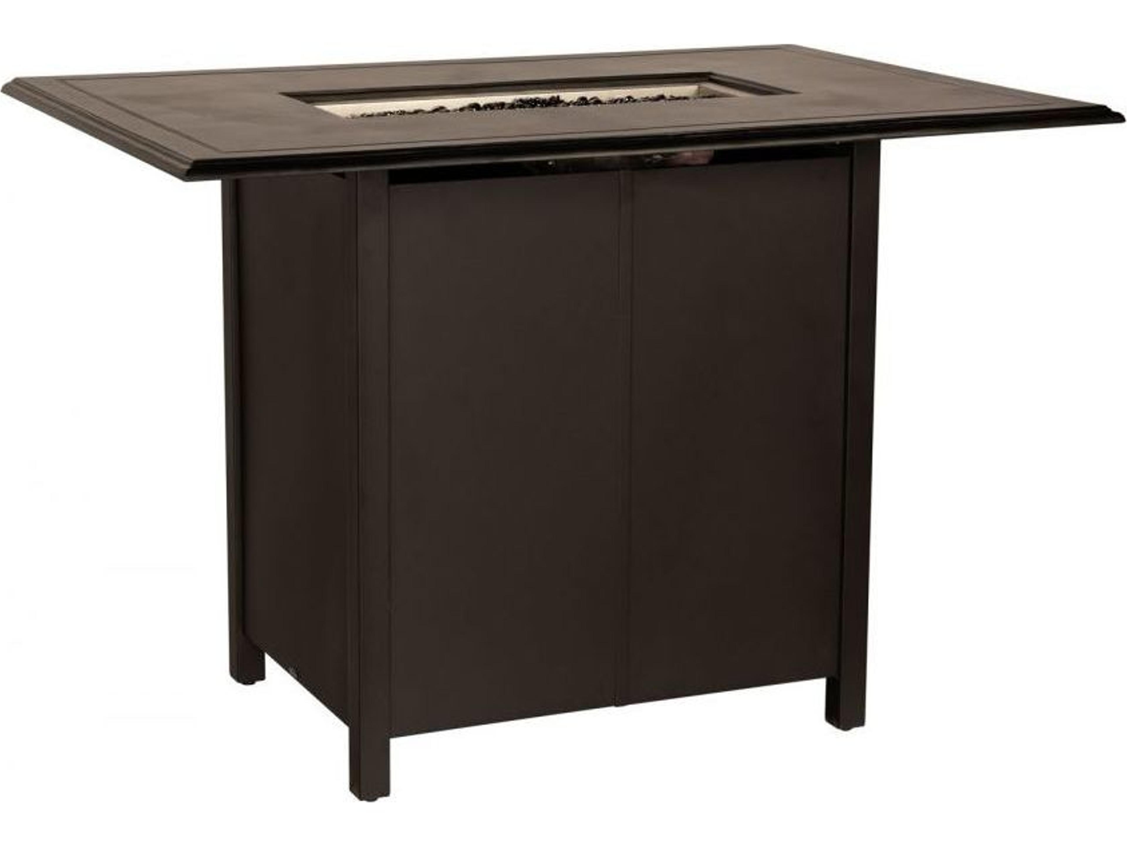 Solid Cast Bar Height Aluminum Rectangular Outdoor Fire Pit Table