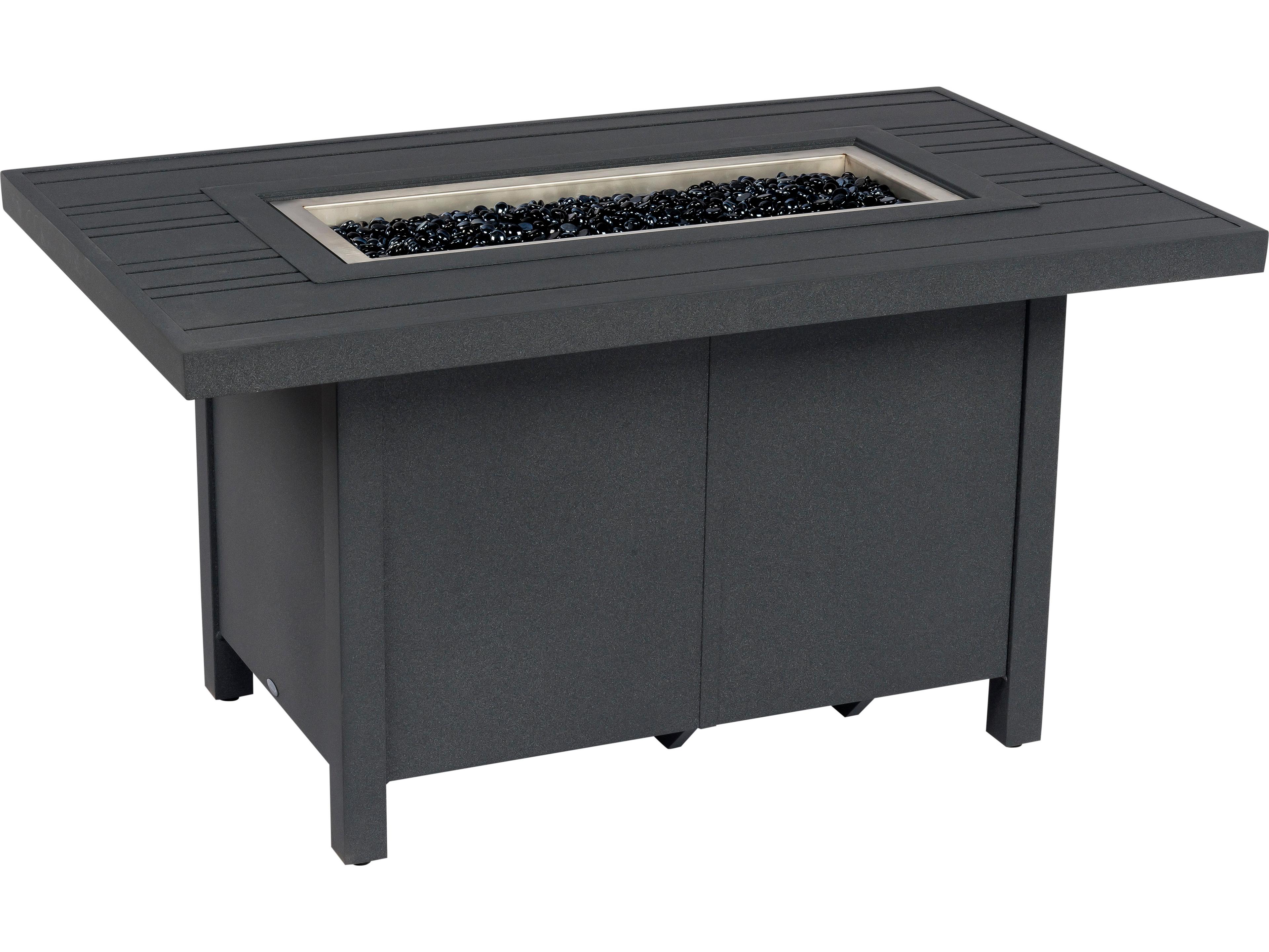 Aluminum Rectangular Tri-Slat Top Chat Height Outdoor Fire Pit Table