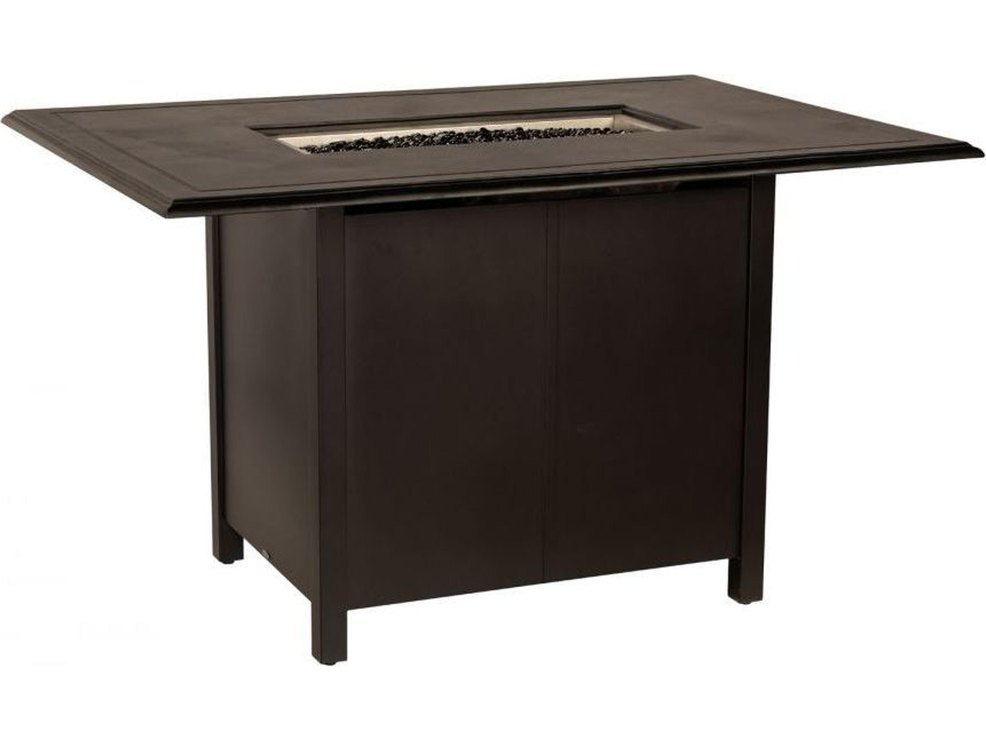 Solid Cast Coffee Height Aluminum Rectangular Patio Fire Pit Table