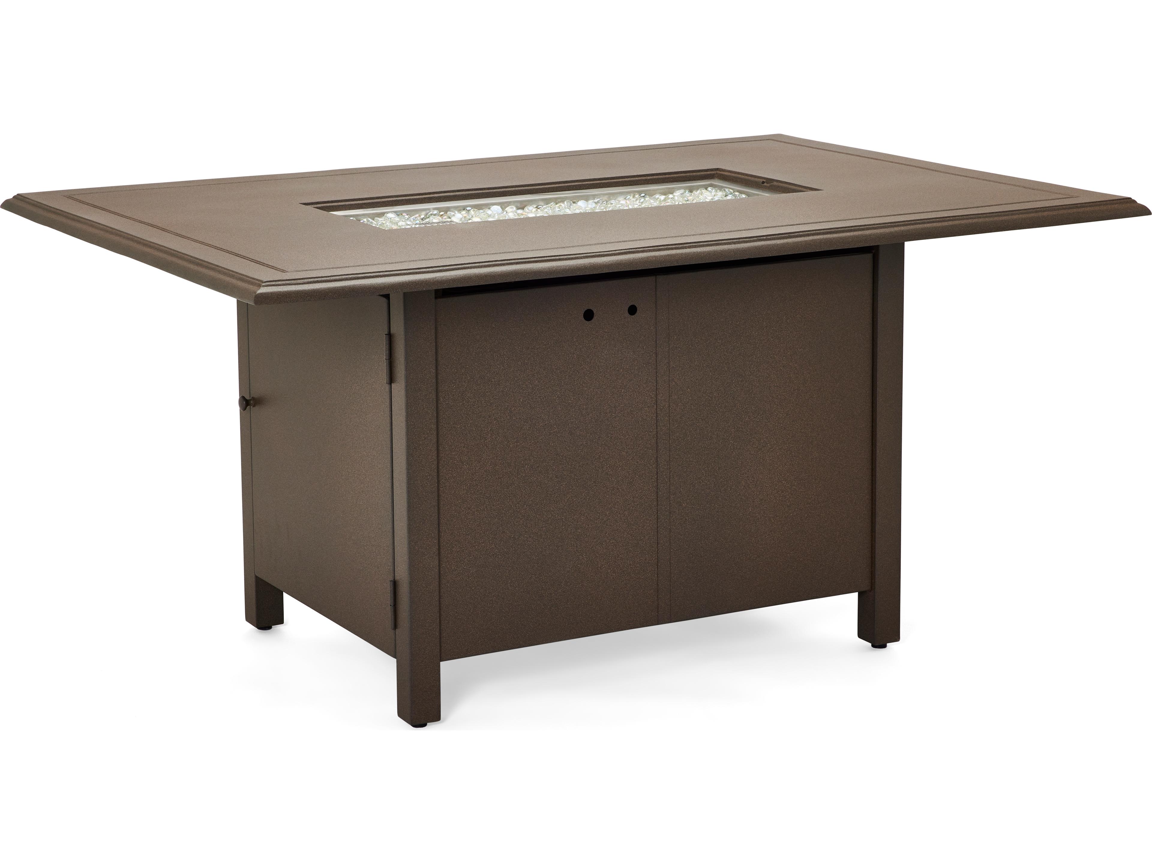 Solid Cast Dining Height Aluminum Rectangular Patio Fire Pit Table