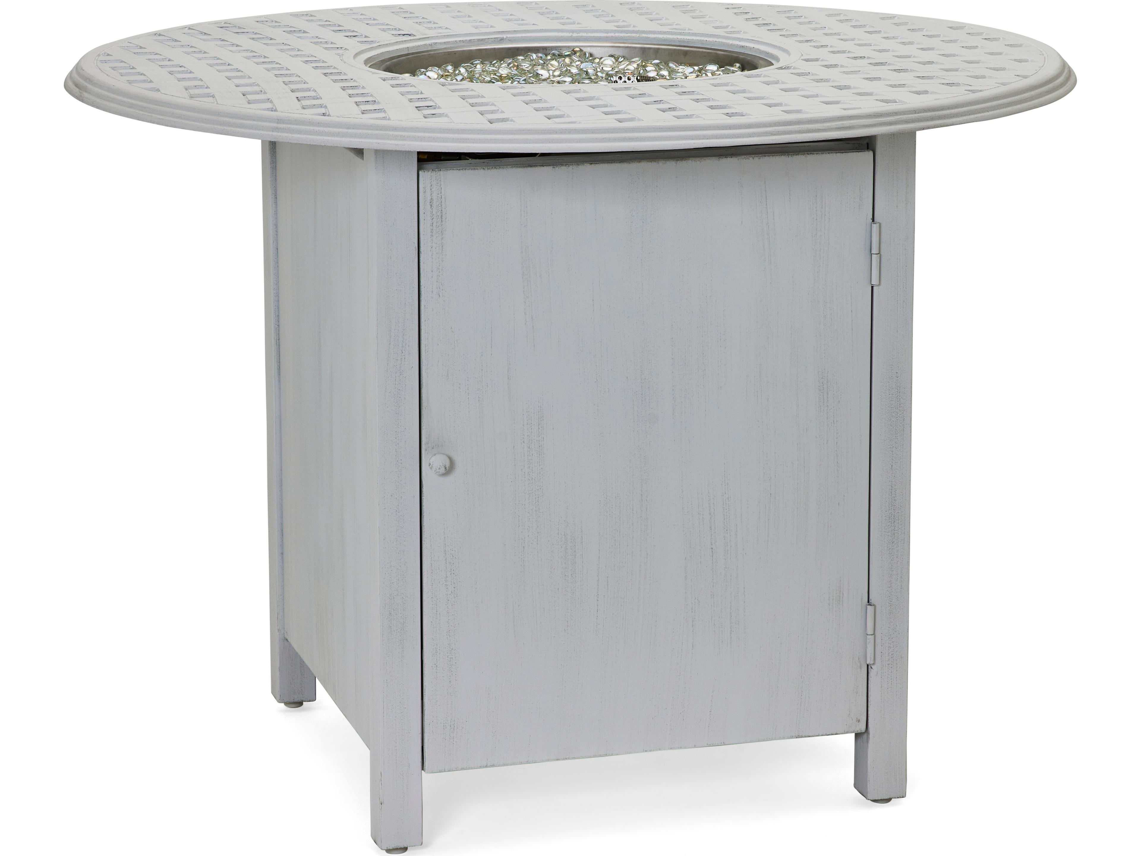Woodard Thatch Cast Aluminum Round Counter Height Outdoor Fire Pit Table