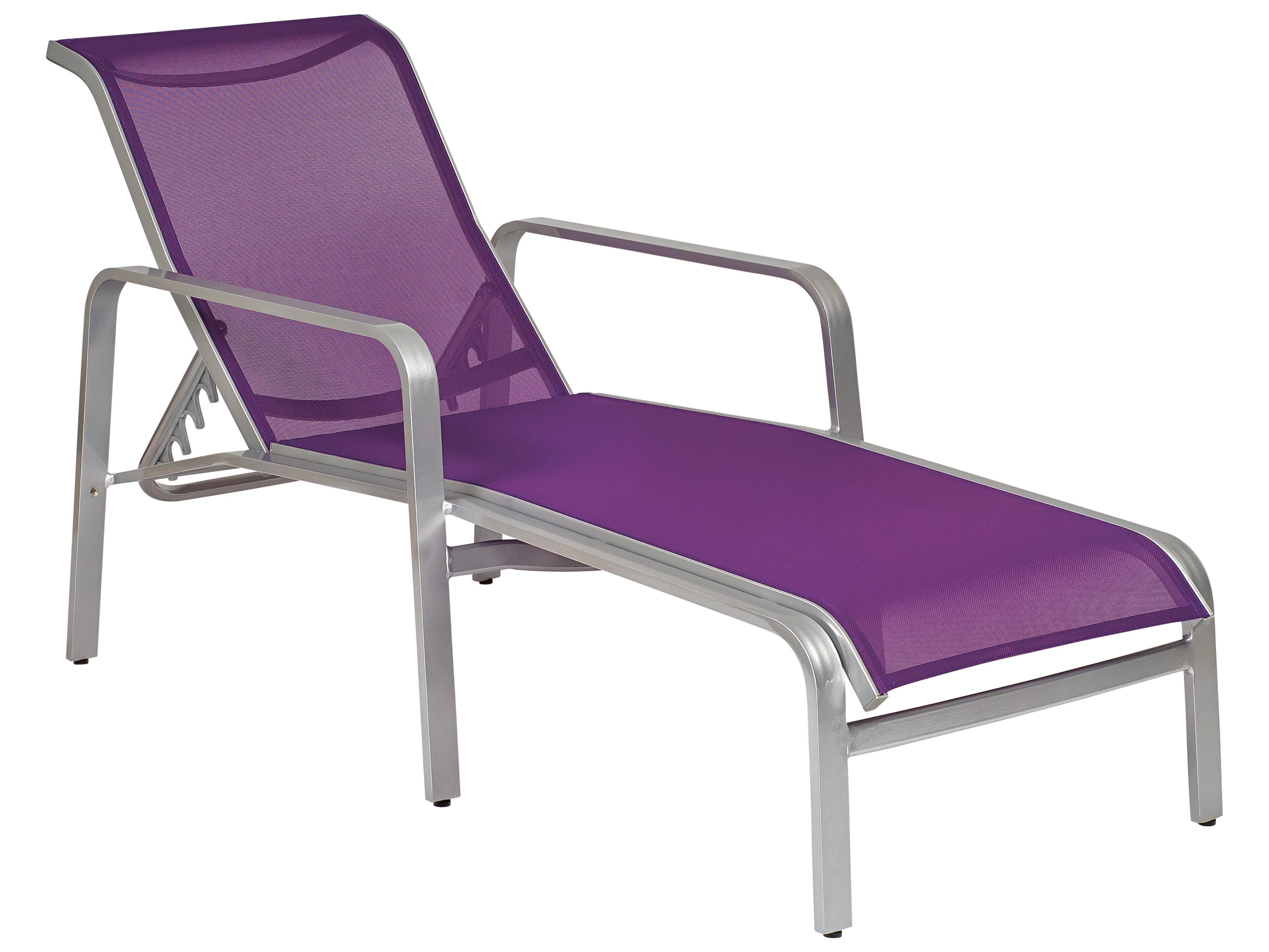 Woodard Landings Sling Aluminum Stackable Adjustable Outdoor Patio Chaise Lounge