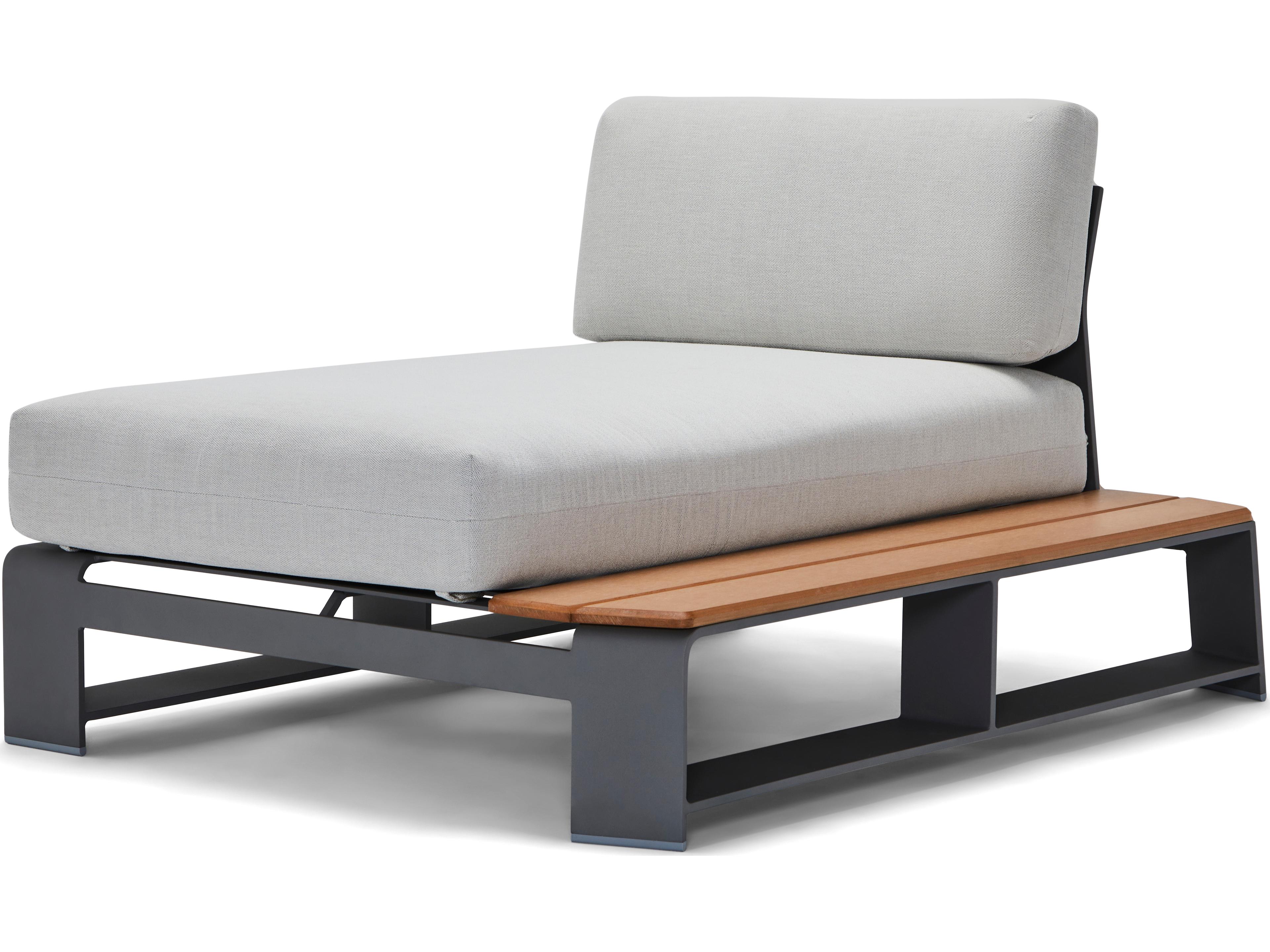Gather Aluminum RHF Outdoor Chaise Lounge with NextTeak Accent