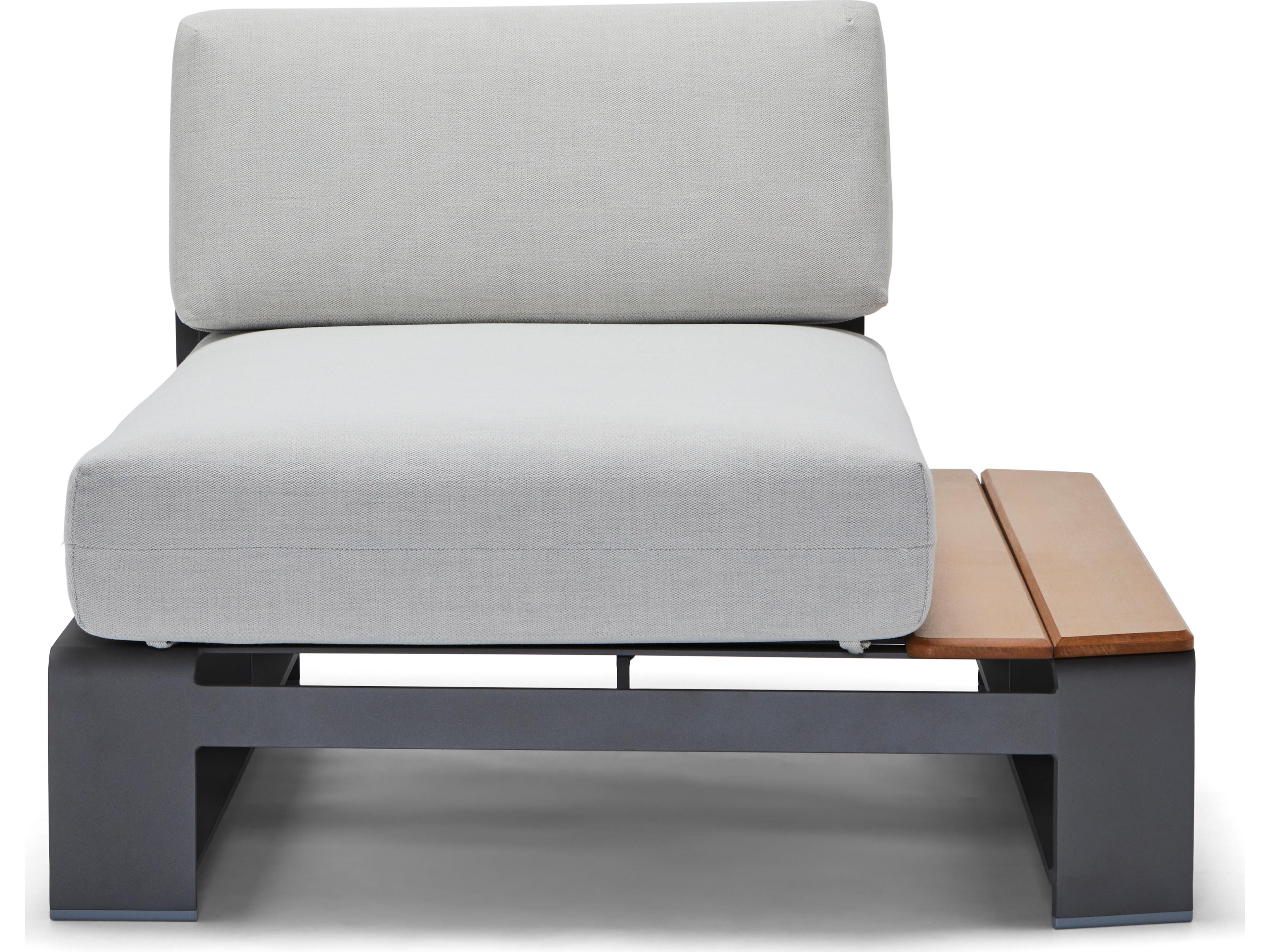 Woodard Gather Aluminum RHF Outdoor Chaise Lounge with NextTeak Accent