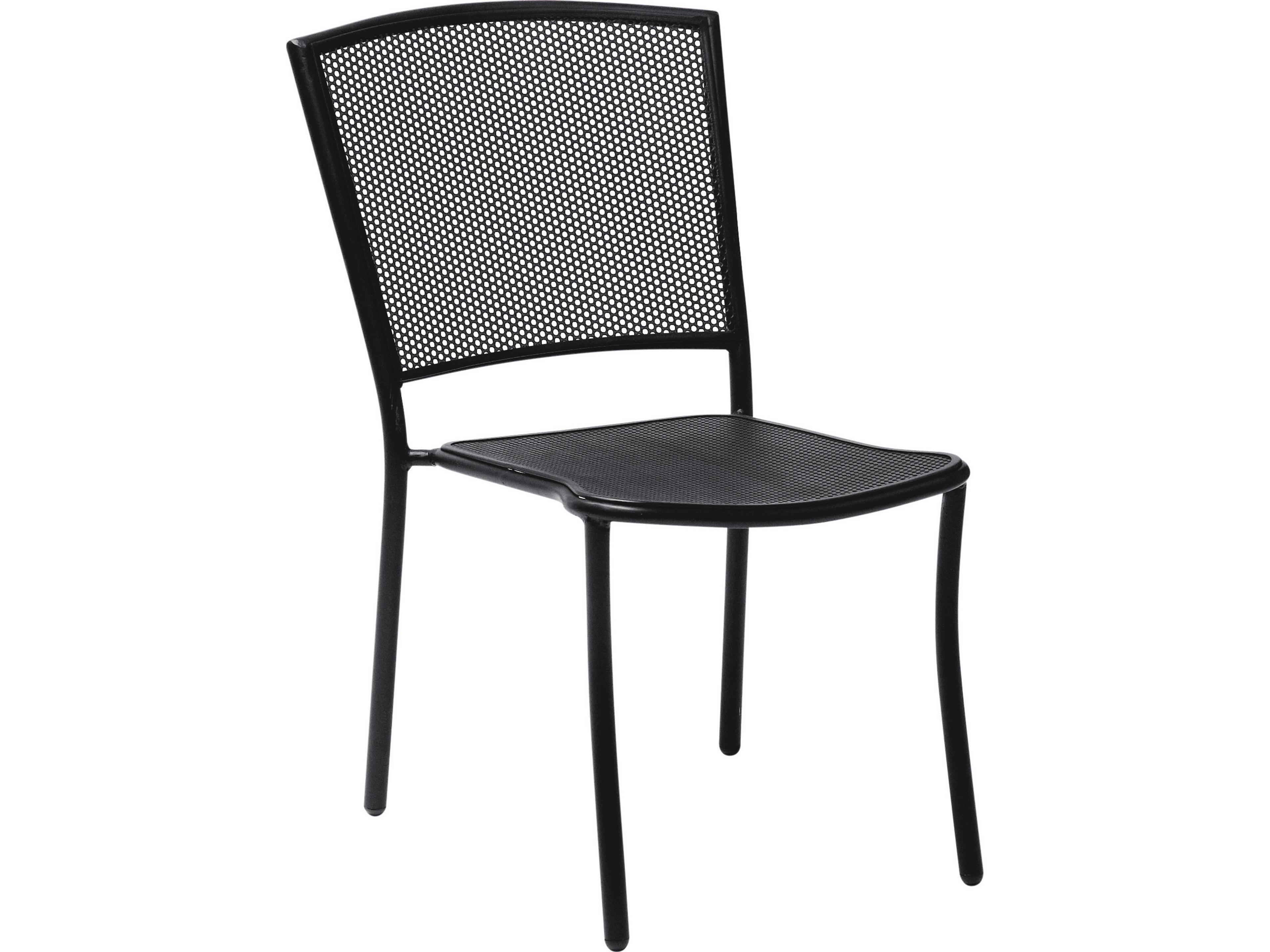 Albion Wrought Iron Stackable Outdoor Dining Side Chair -Textured Black
