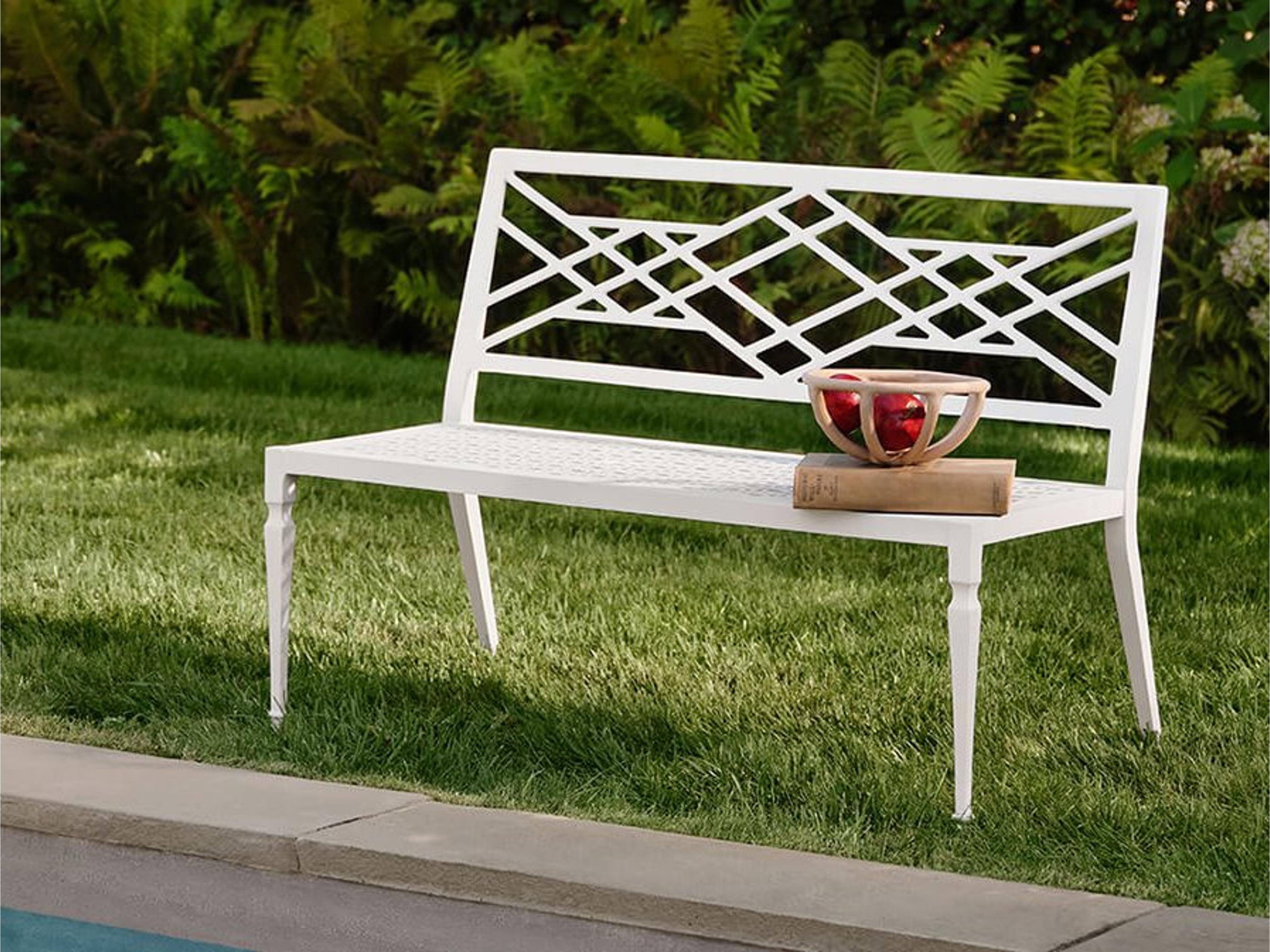 Woodard Alexa Hampton Tuoro Aluminum Patio Bench with Arms
