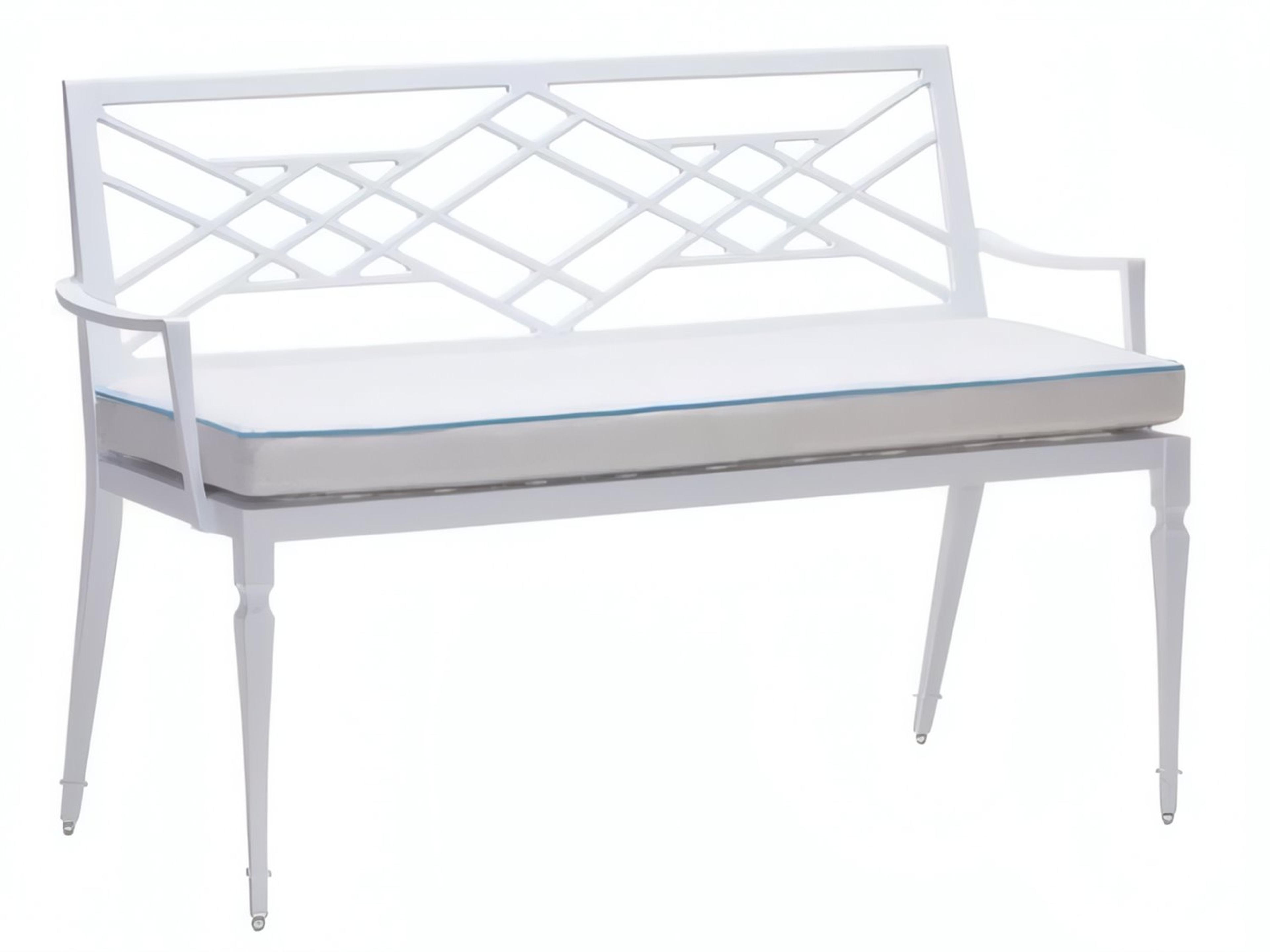 Alexa Hampton Tuoro Aluminum Outdoor Bench with Arms and Optional Seat Cushion