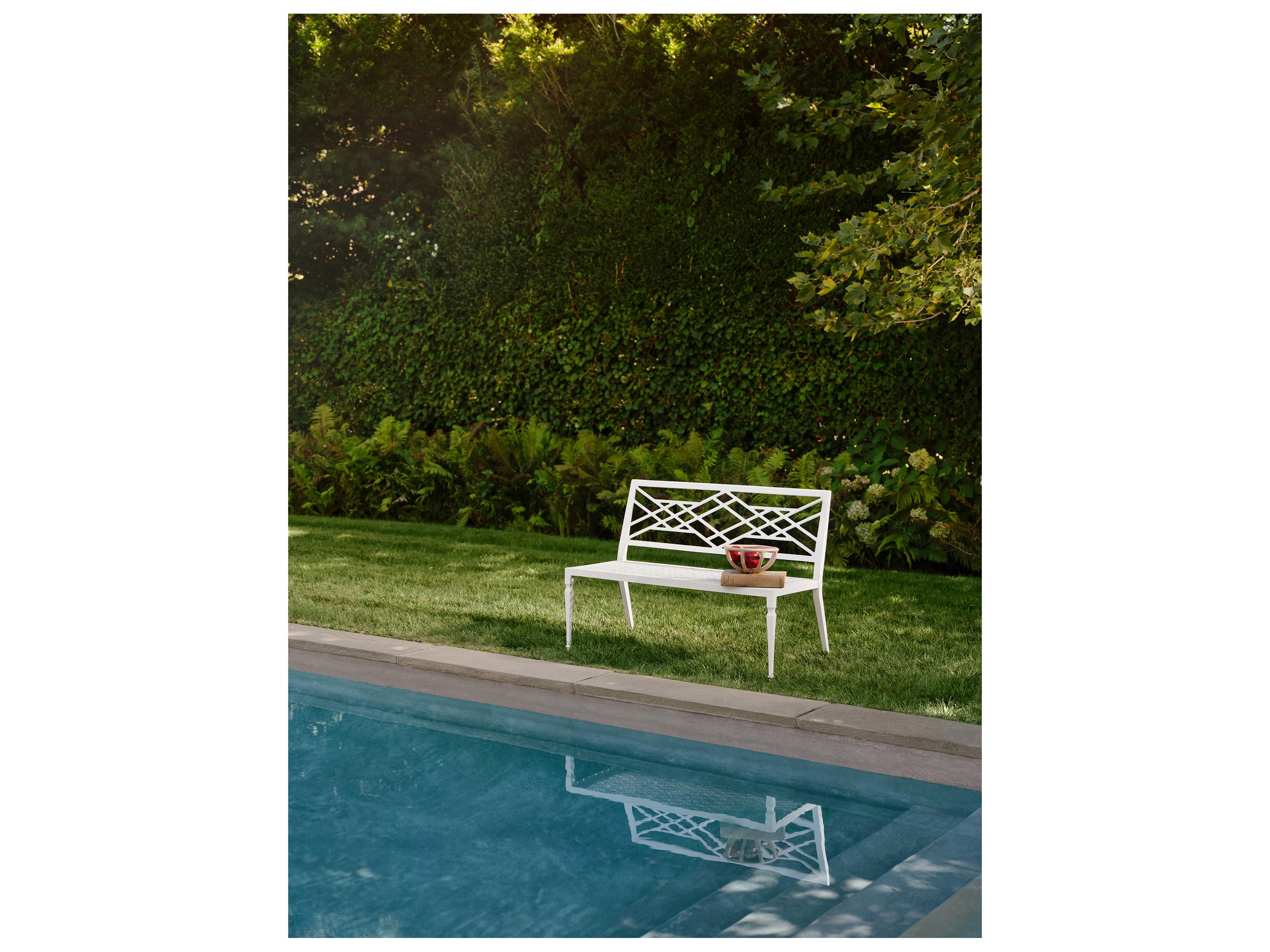 Woodard Alexa Hampton Tuoro Aluminum Outdoor Patio Bench without Arms and Optional Seat Cushion