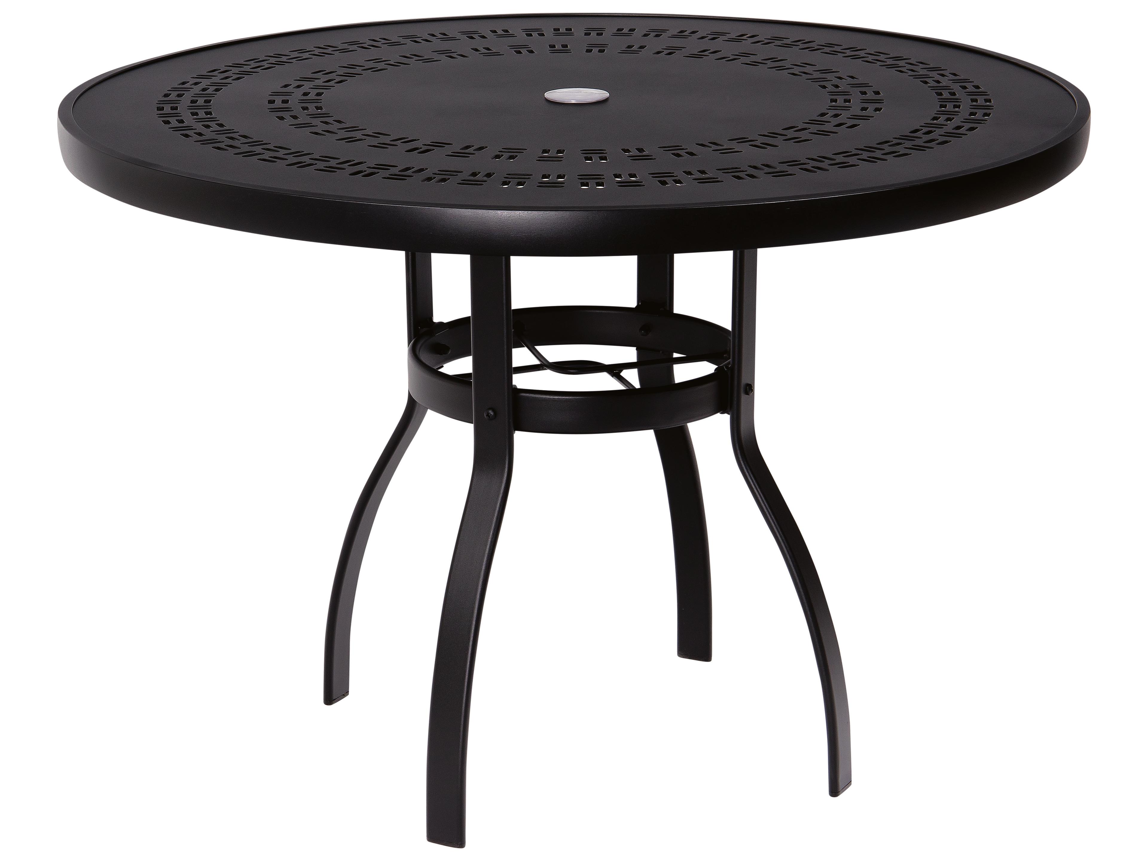 Aluminum Deluxe Round Trellis Top Outdoor Dining Table with Umbrella Hole