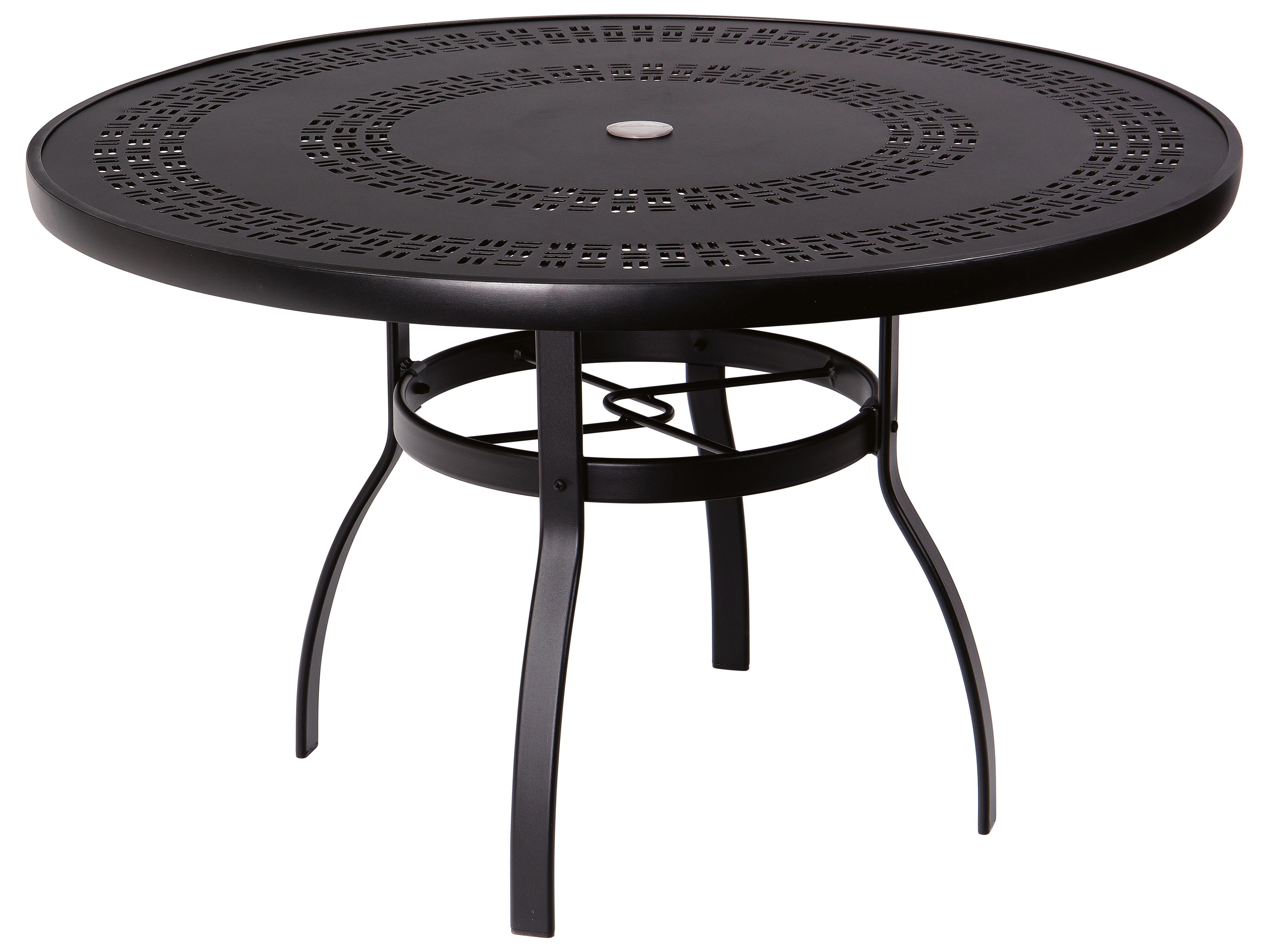 Aluminum Deluxe Round Trellis Top Outdoor Patio Dining Table with Umbrella Hole