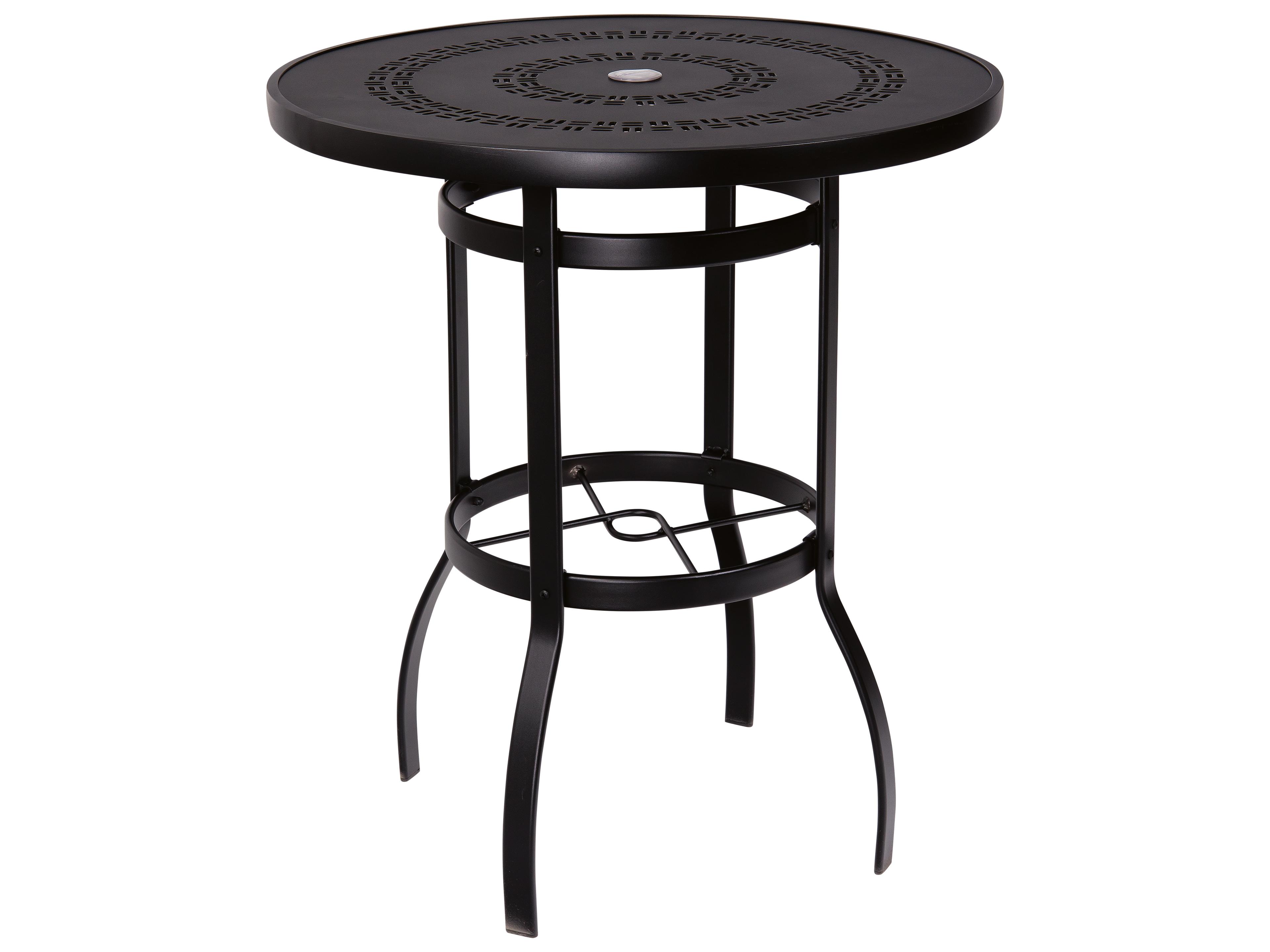 Aluminum Deluxe Round Trellis Top Outdoor Bar Height Table with Umbrella Hole