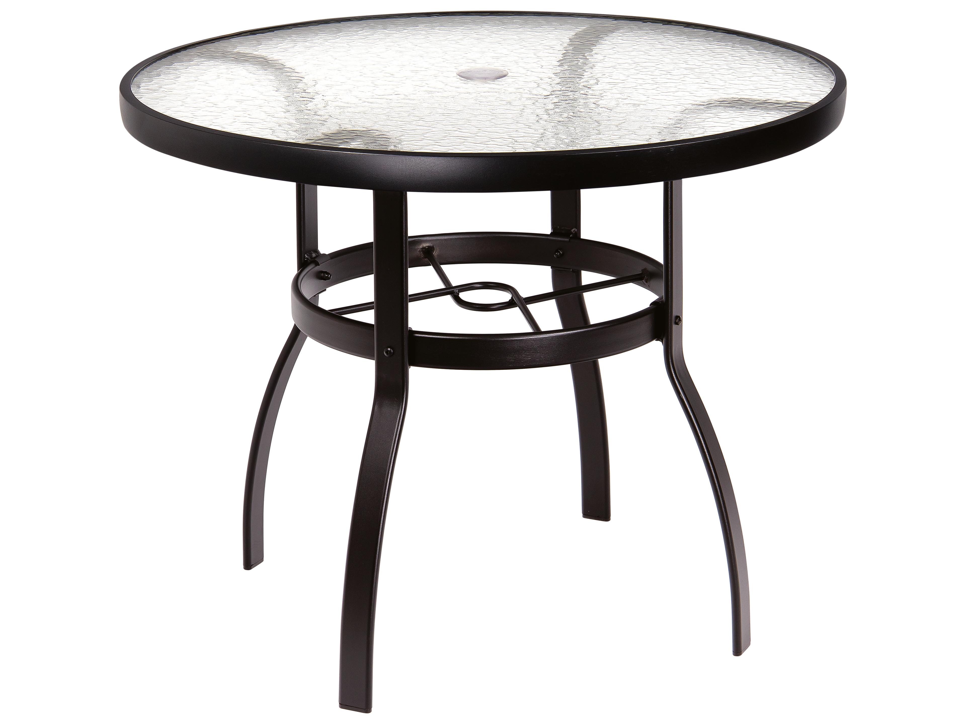 Aluminum Deluxe Round Acrylic Top Patio Dining Table with Umbrella Hole