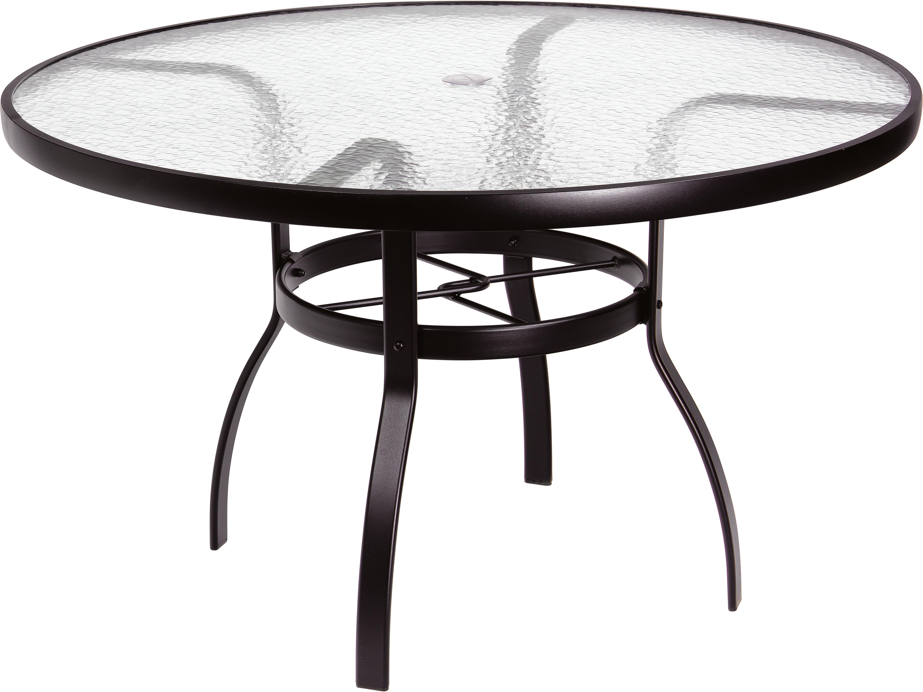 Aluminum Deluxe Round Acrylic Top Outdoor Patio Dining Table with Umbrella Hole