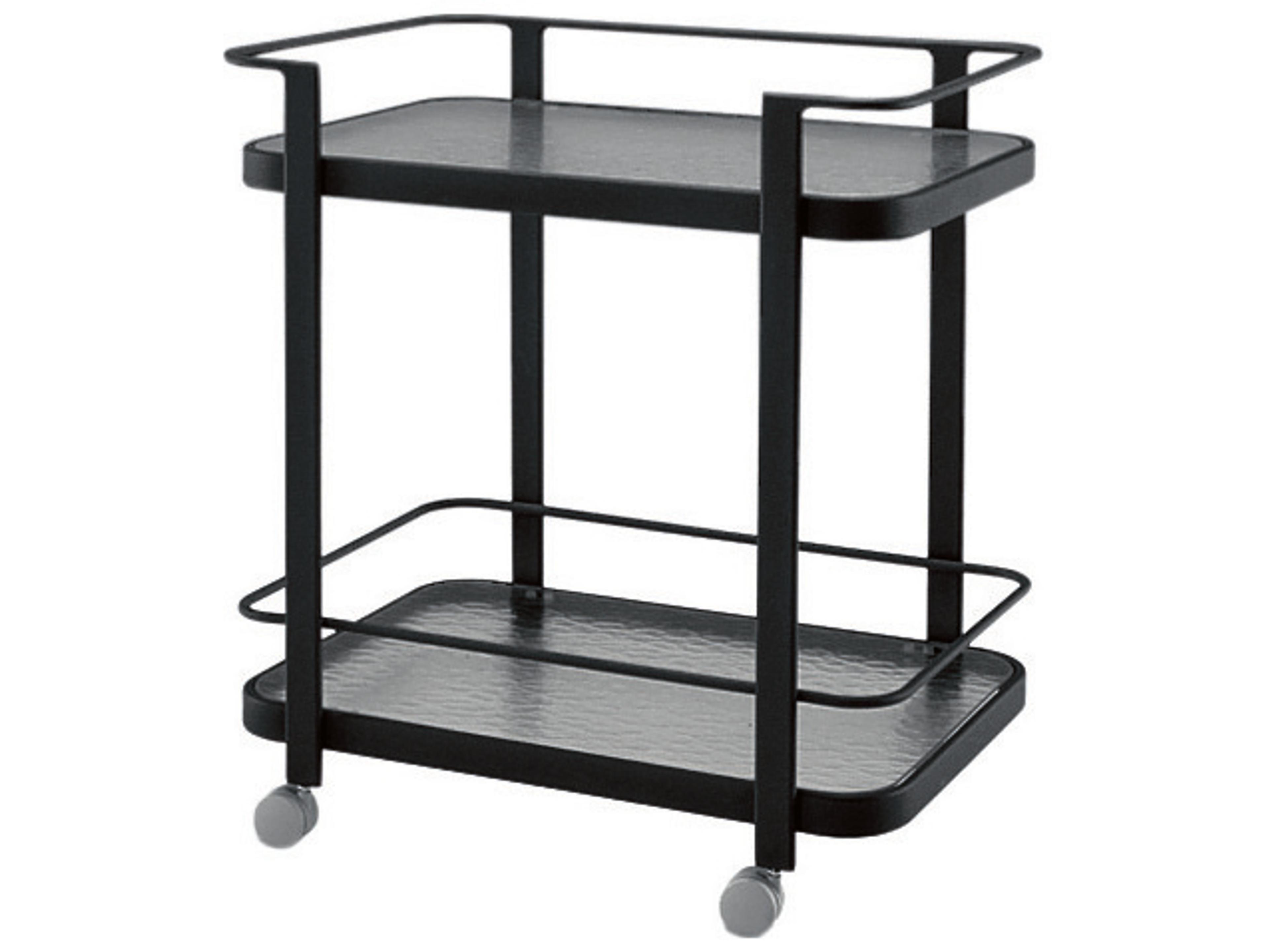 Aluminum Tea Obscure Glass Serving Cart