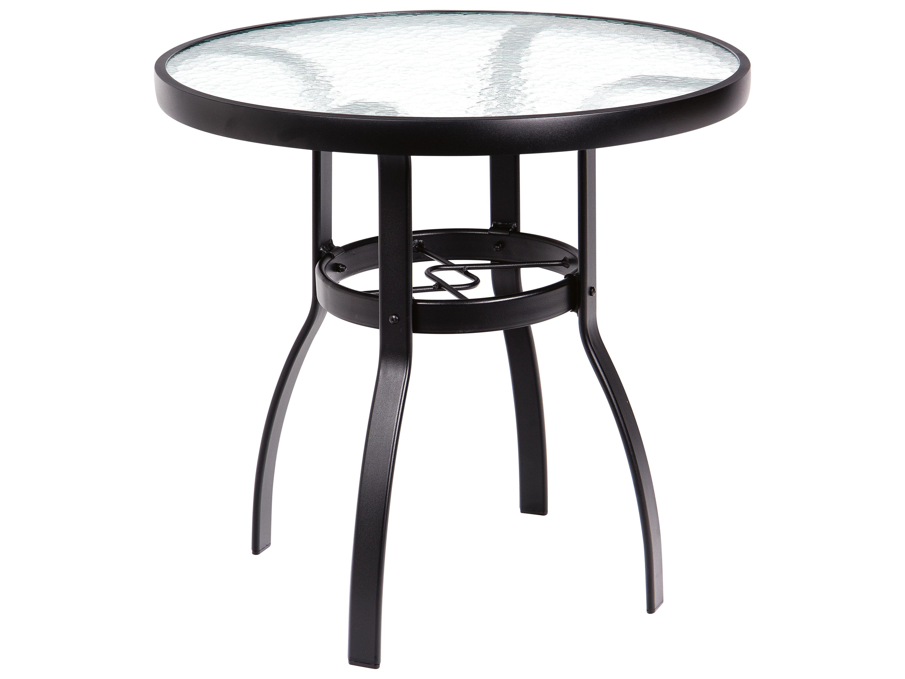 Deluxe Aluminum Round Obscure Glass Top Outdoor Patio Dining Table
