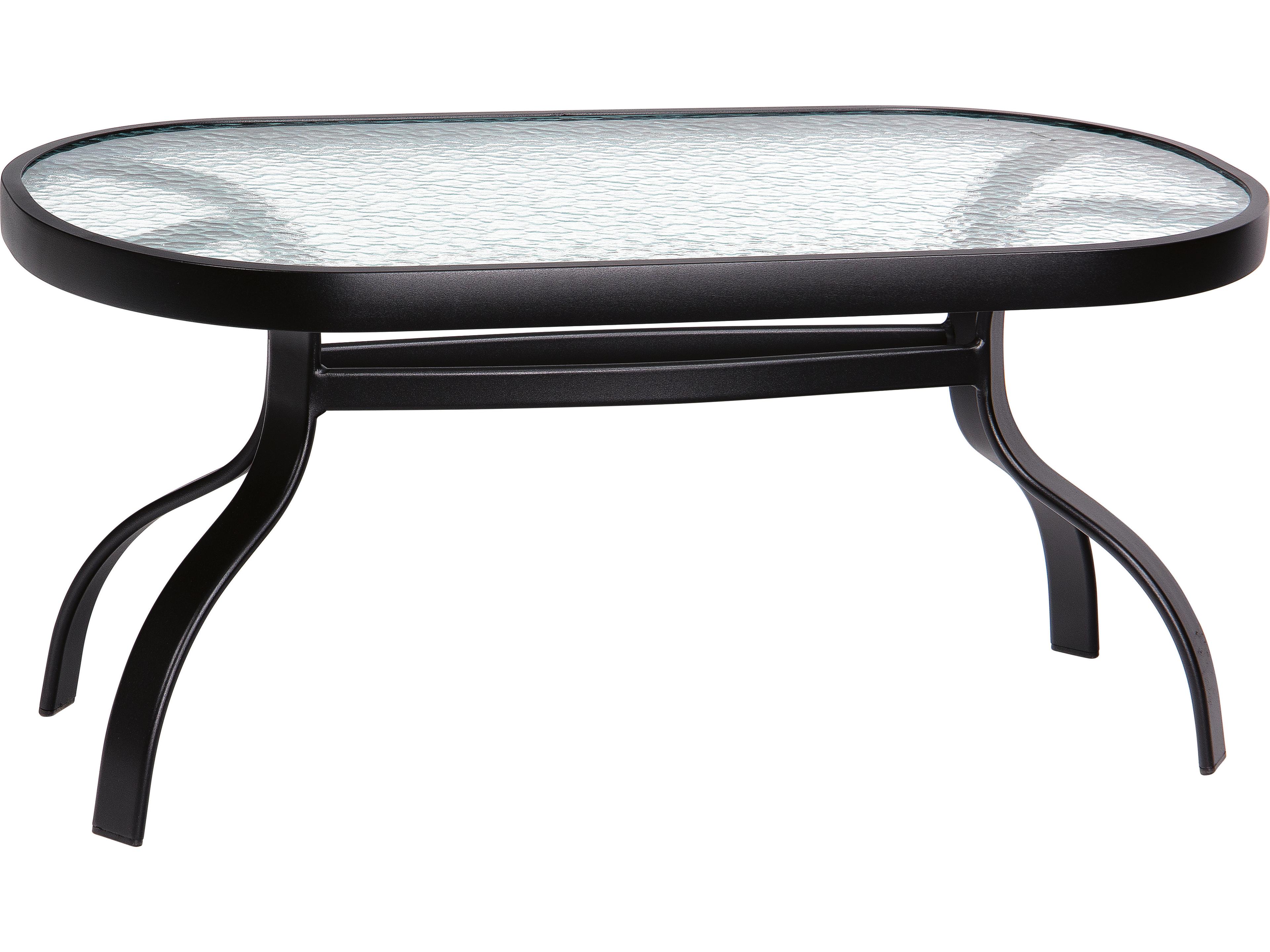 Aluminum Deluxe Oval Obscure Glass Top Outdoor Patio Coffee Table