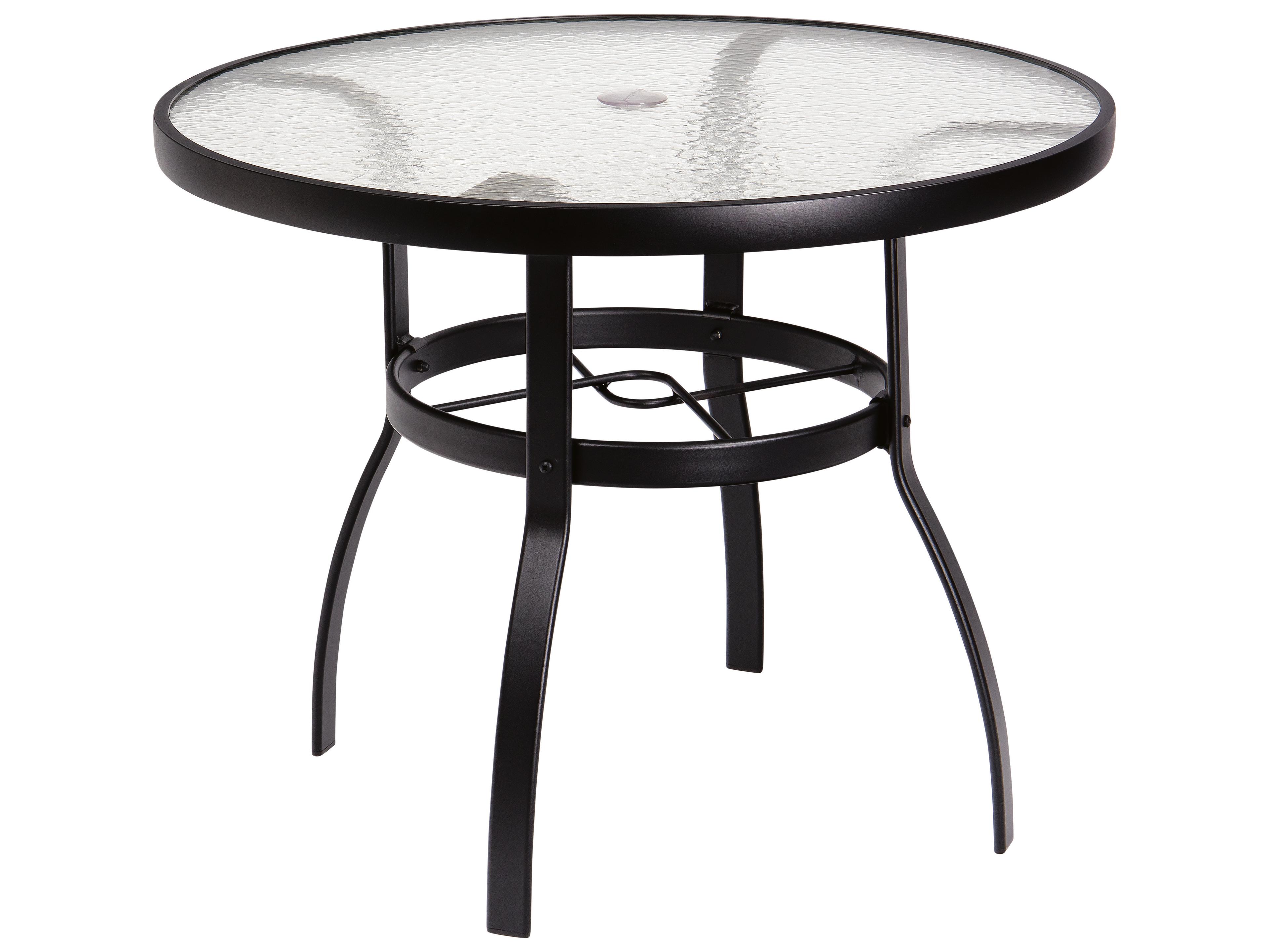 Aluminum Deluxe Round Obscure Glass Top Table with Umbrella Hole