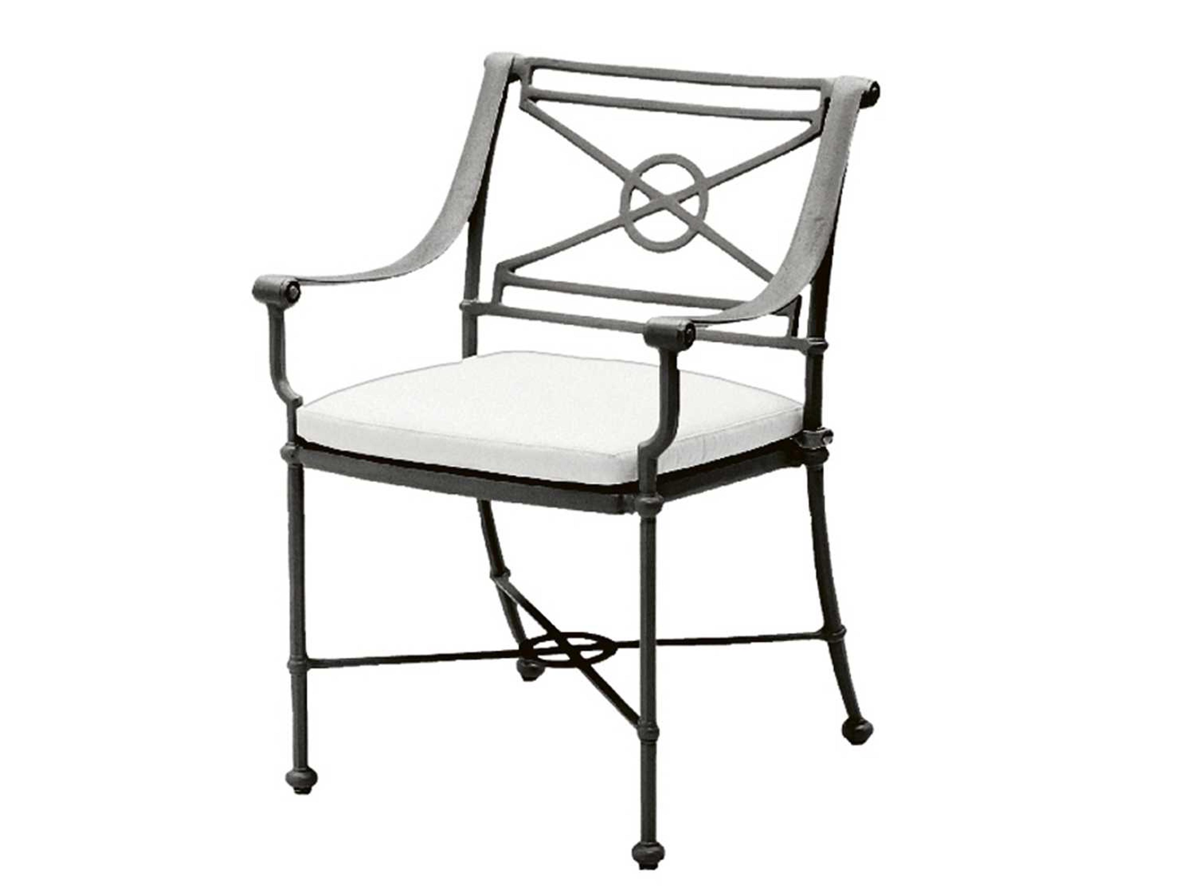 Delphi Cast Aluminum Outdoor Dining Arm Chair with Cushion