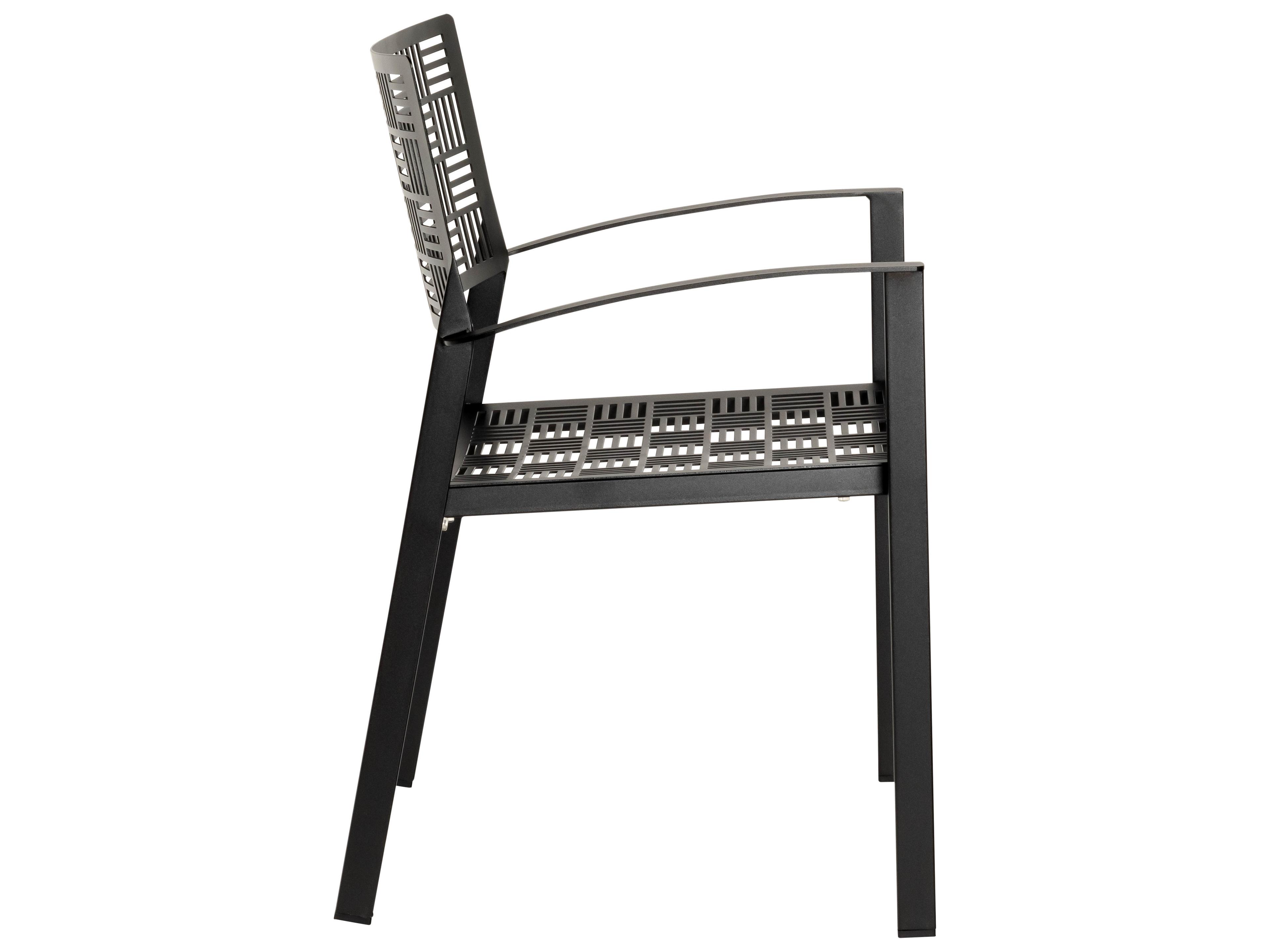 Woodard New Century Wrought Iron Stackable Outdoor Patio Dining Arm Chair