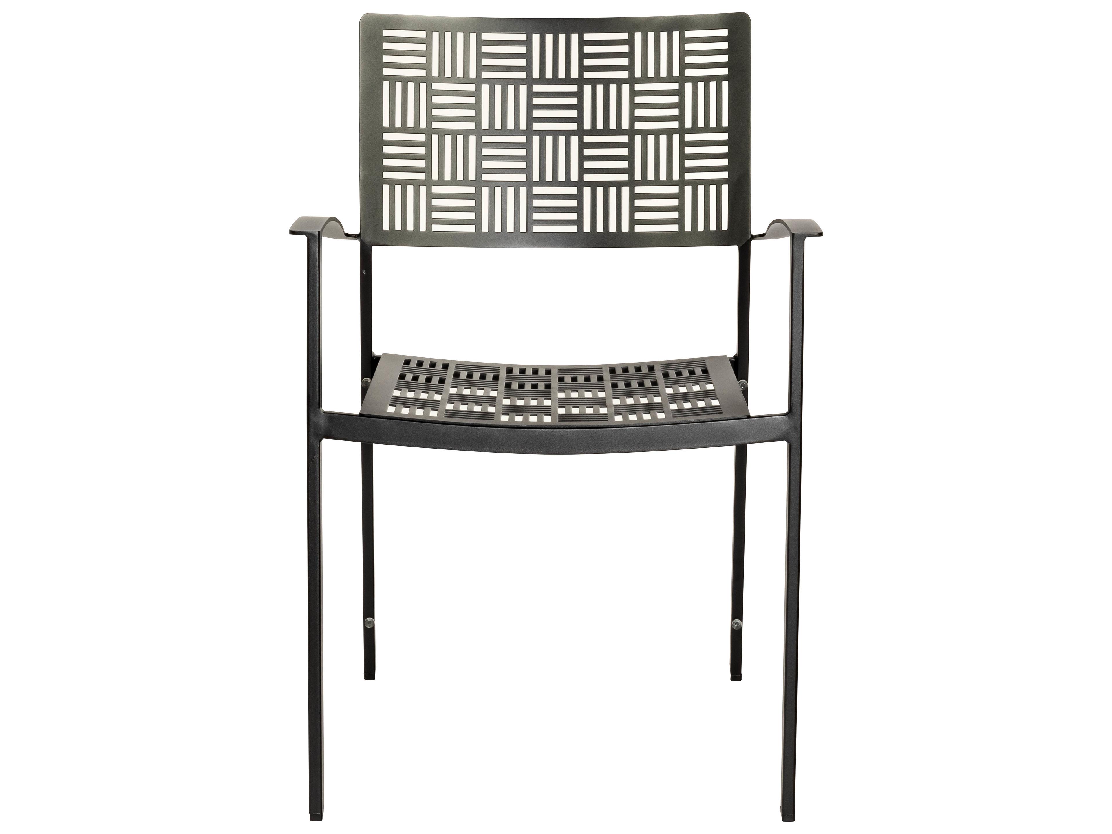 Woodard New Century Wrought Iron Stackable Outdoor Patio Dining Arm Chair