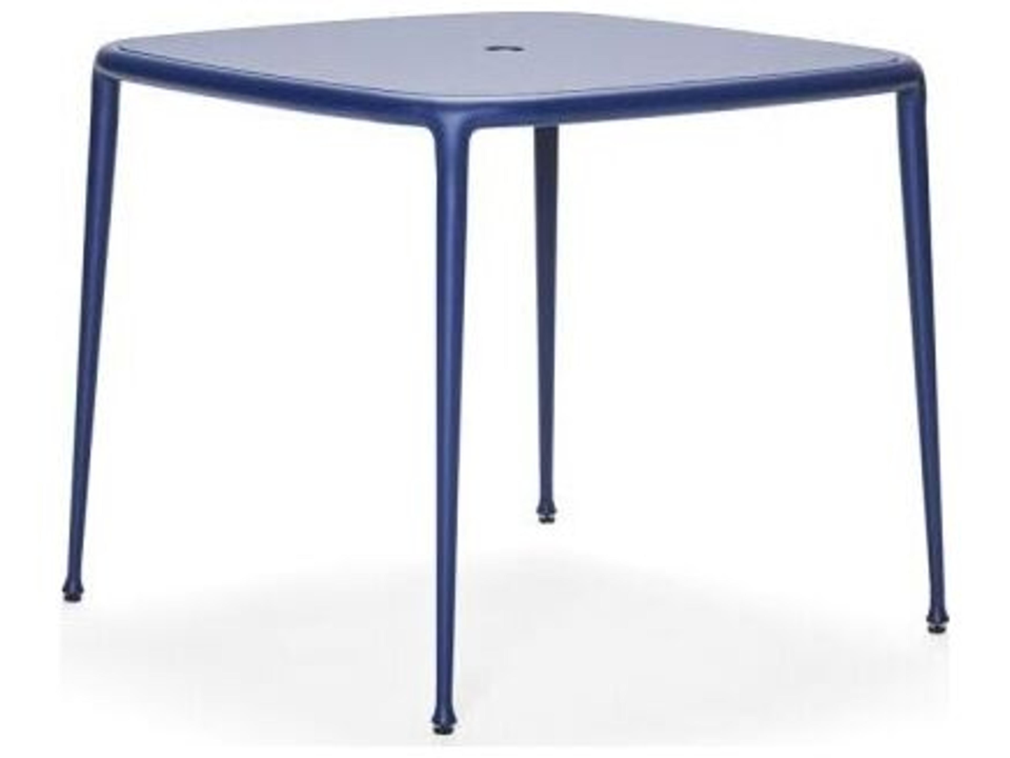 Windsor Cast Aluminum Square Outdoor Patio Dining Table with Umbrella Hole