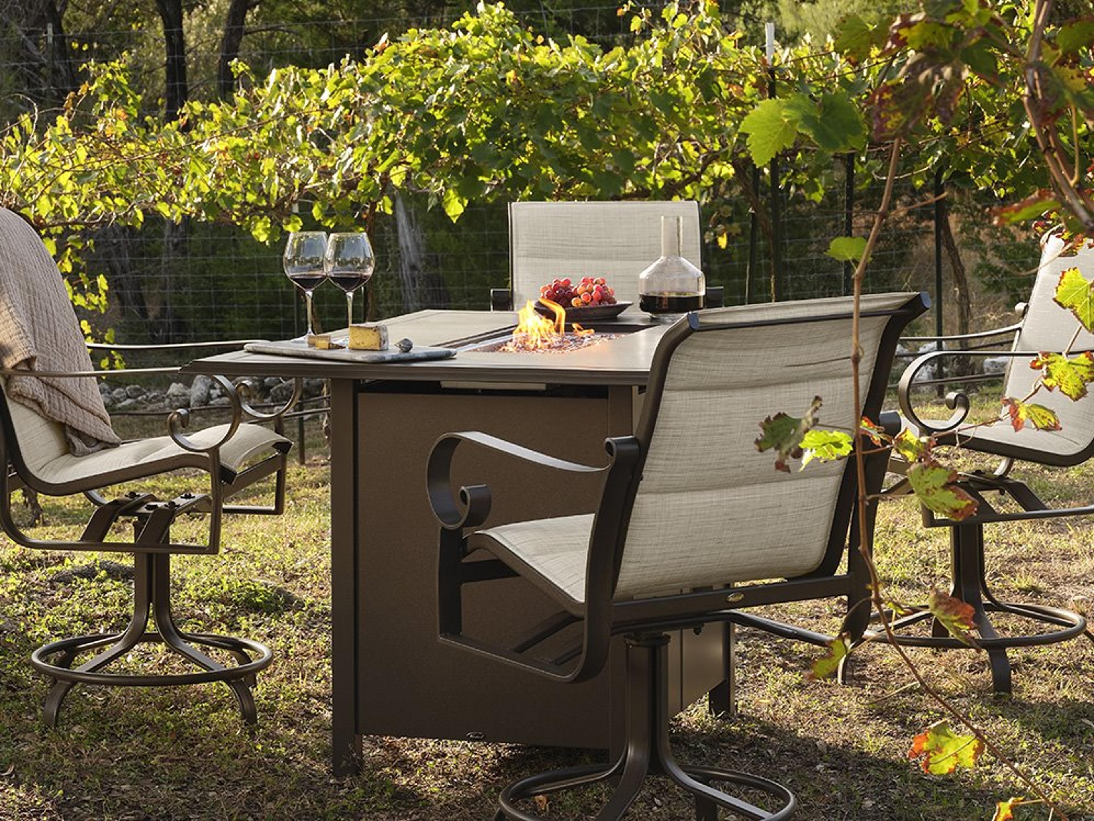 Belden Padded Sling Aluminum Firepit Counter Set