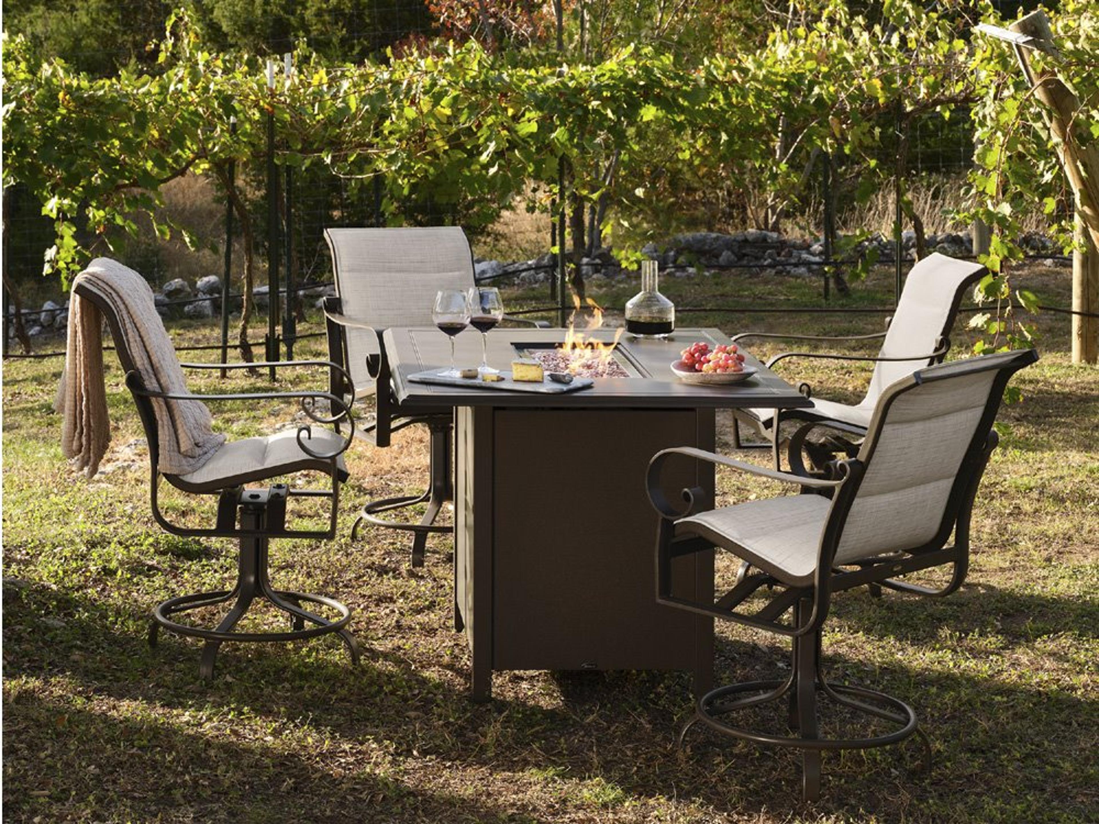 Belden Padded Sling Aluminum Firepit Counter Set