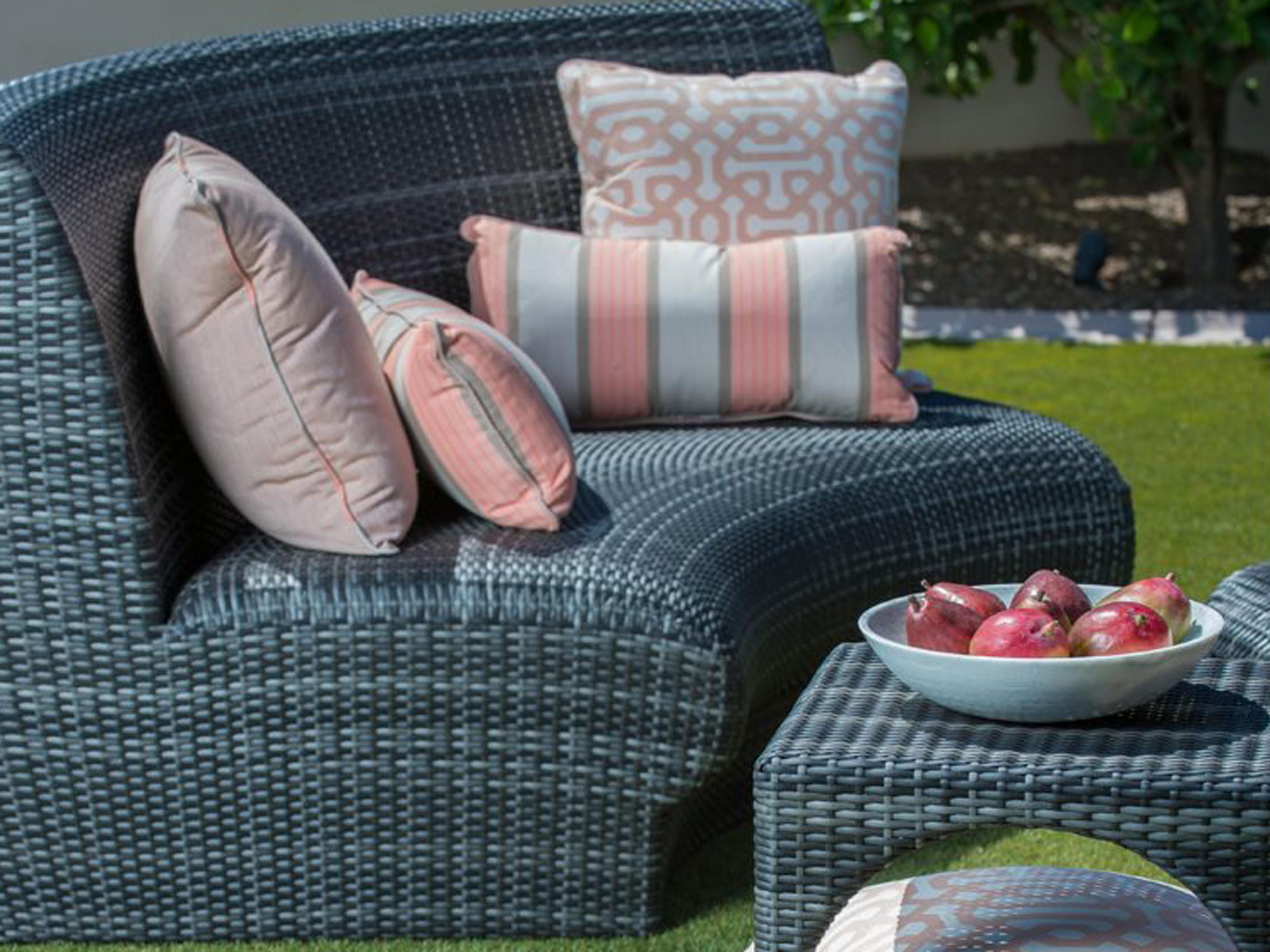 Woodard Geni Wicker Charcoal Gray Curved Outdoor Patio Lounge Set