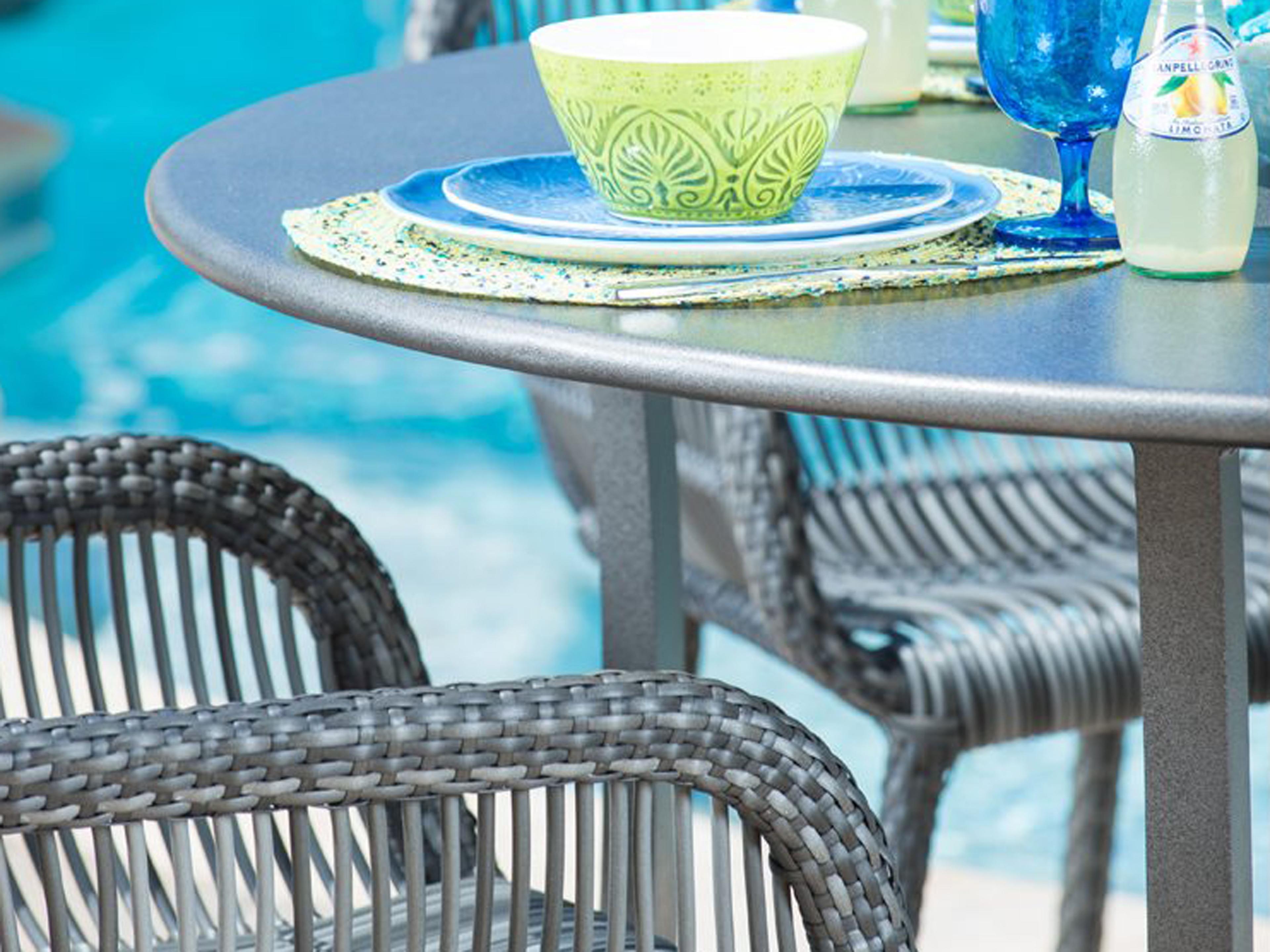 Woodard Cape Wicker Charcoal Gray Patio Dining Set