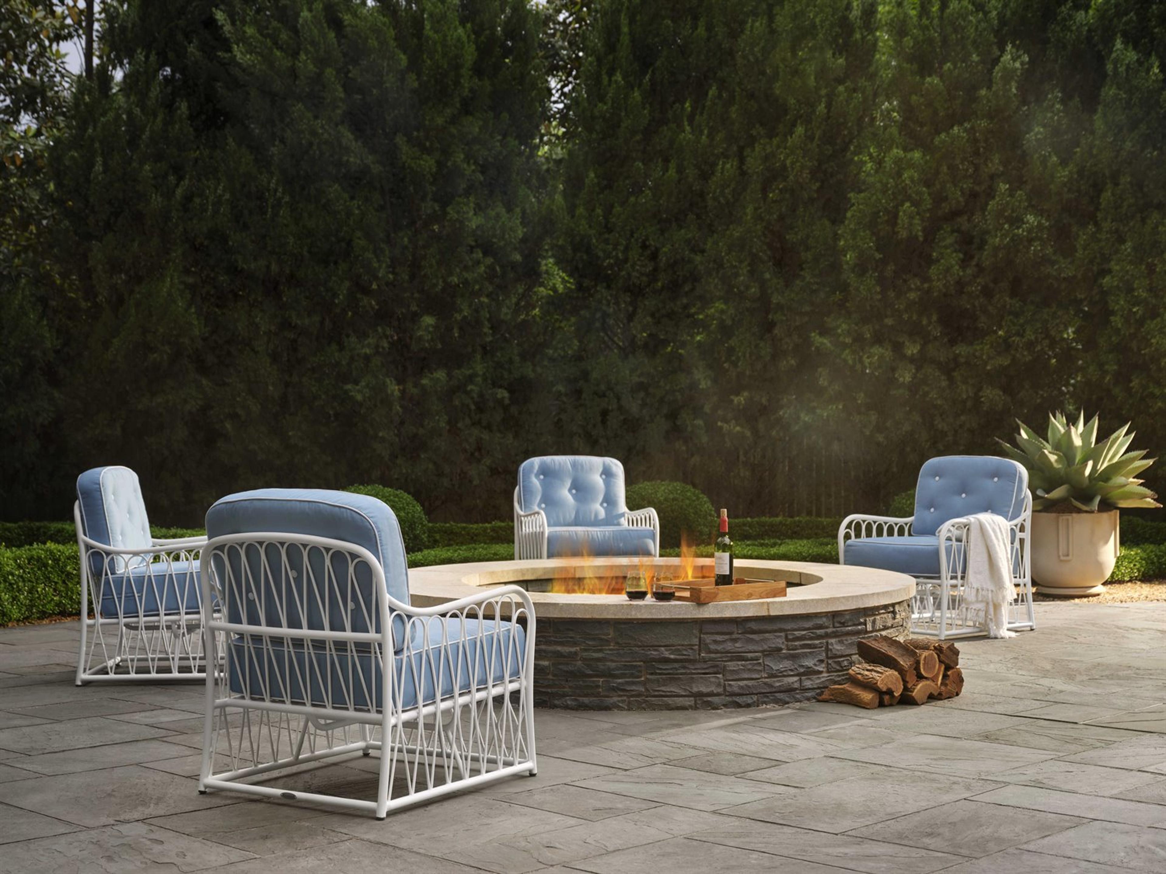 Cane Aluminum Firepit Outdoor Patio Lounge Set