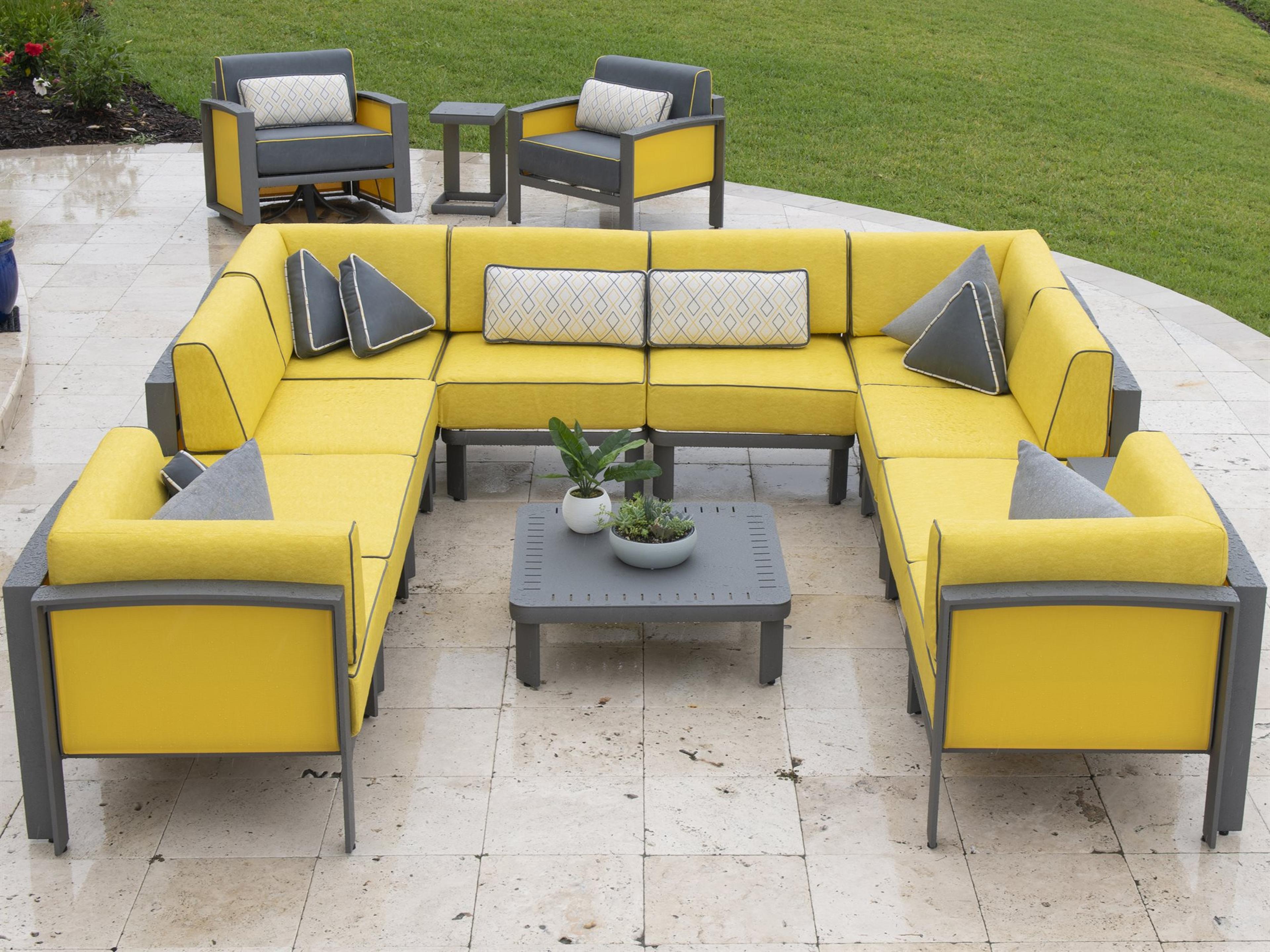 Metropolis Cushion Aluminum Sectional Patio Lounge Set