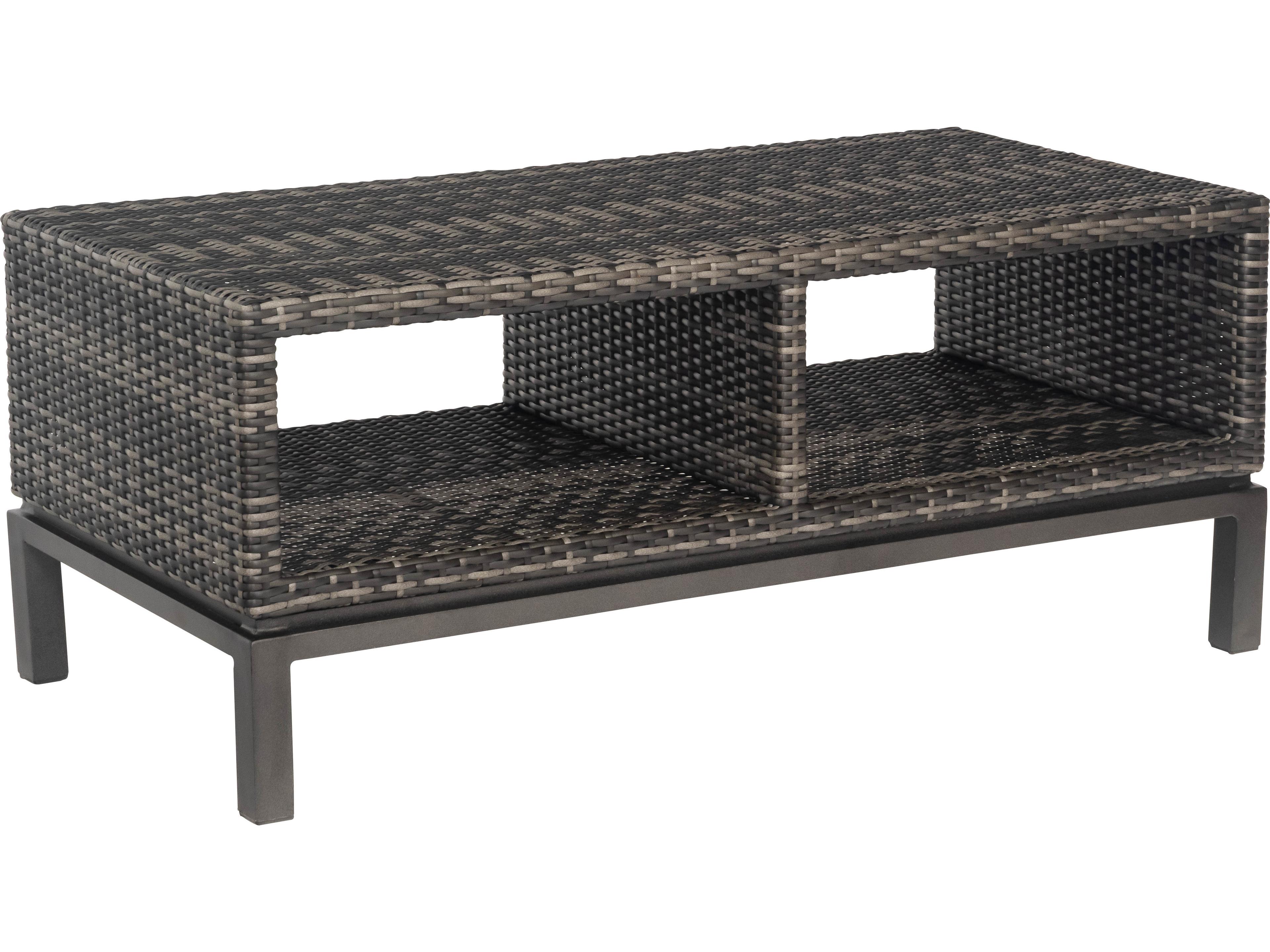 Woodard Geni Wicker Charcoal Gray Rectangular Outdoor Coffee Table